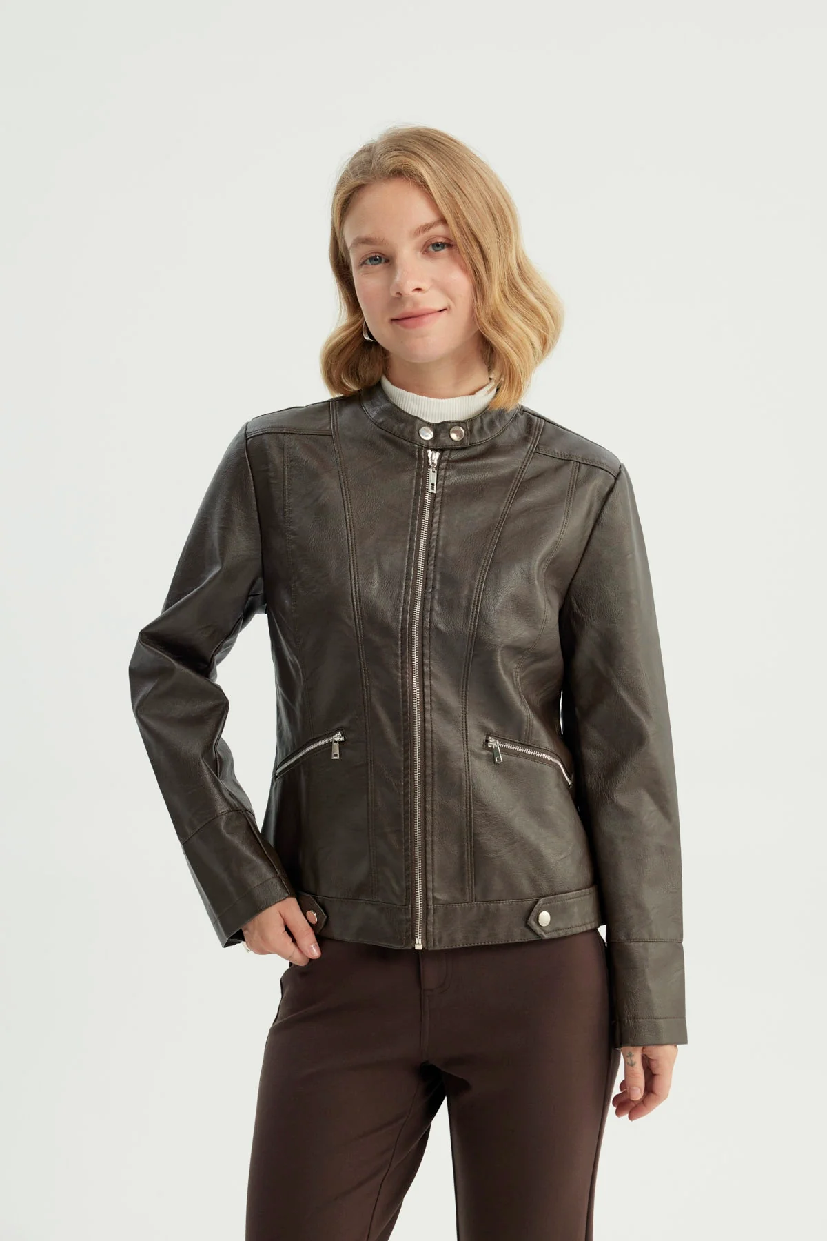 Chaqueta Mujer Ecocuero Chocolate