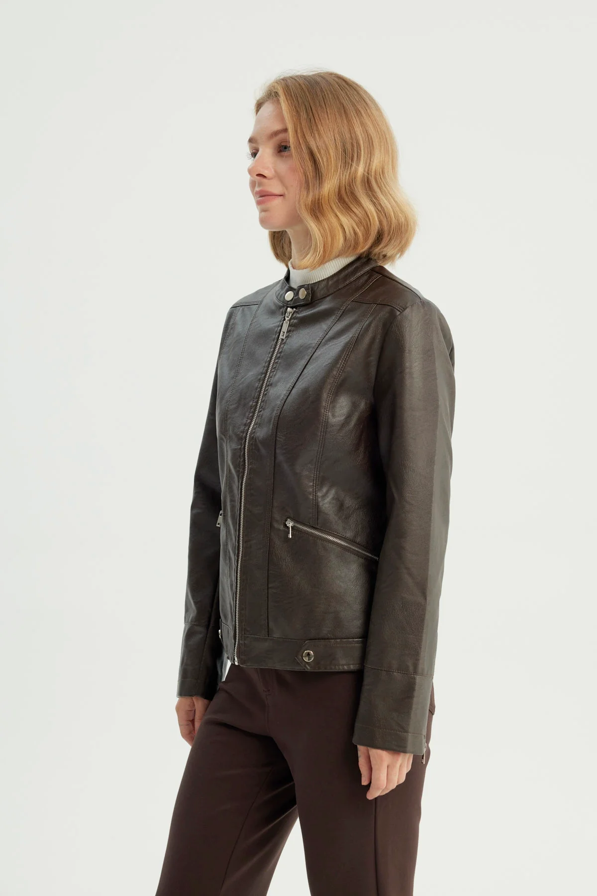 Chaqueta Mujer Ecocuero Chocolate - Image 2