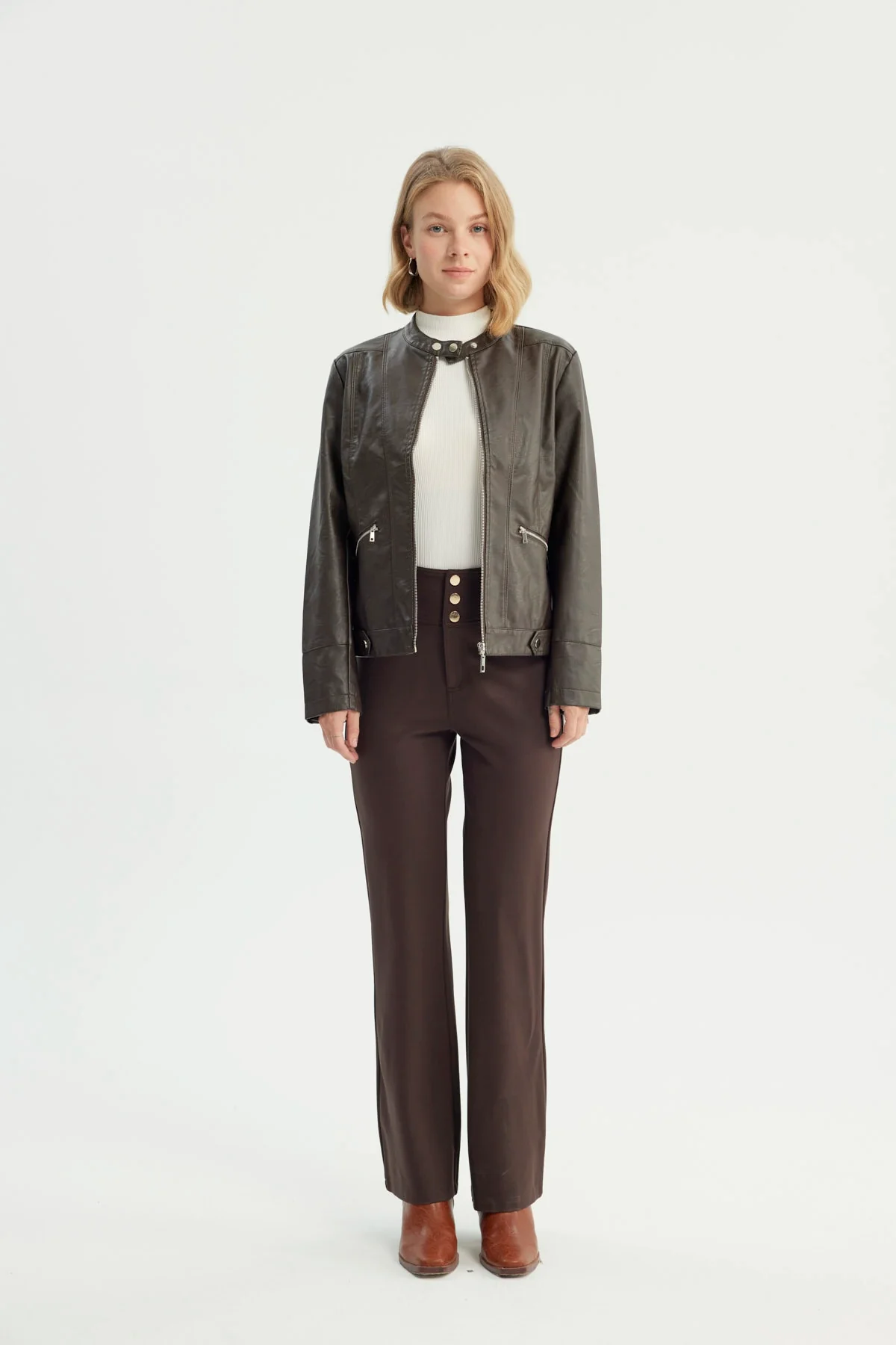Chaqueta Mujer Ecocuero Chocolate - Image 4