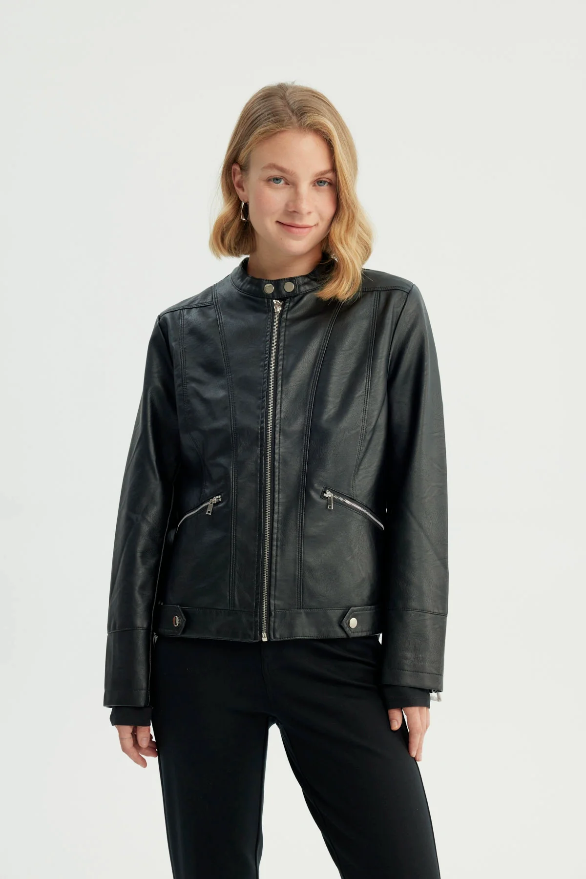 Chaqueta Mujer Ecocuero Negro