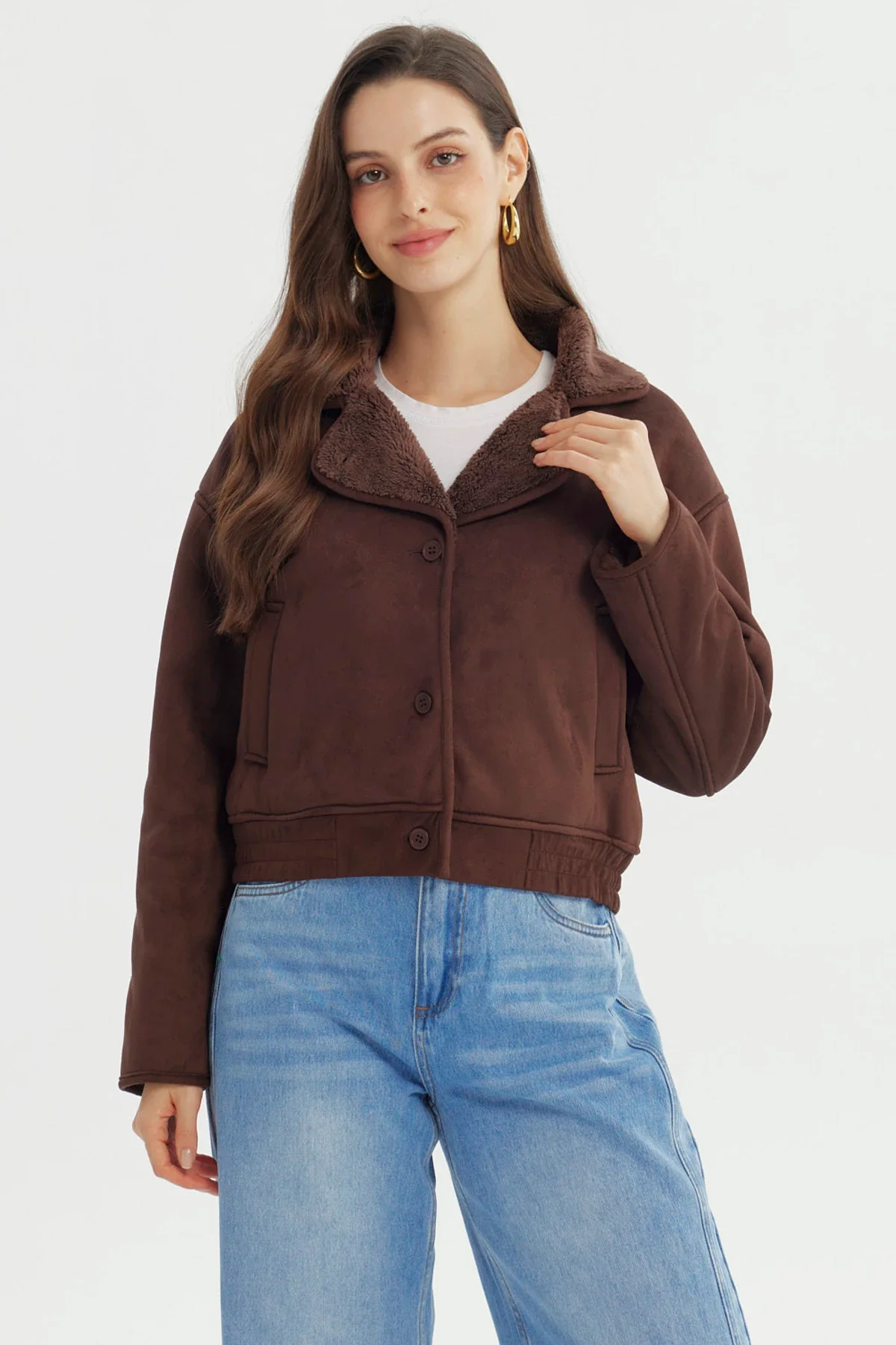 Chaqueta Mujer Estilo Polar Chocolate