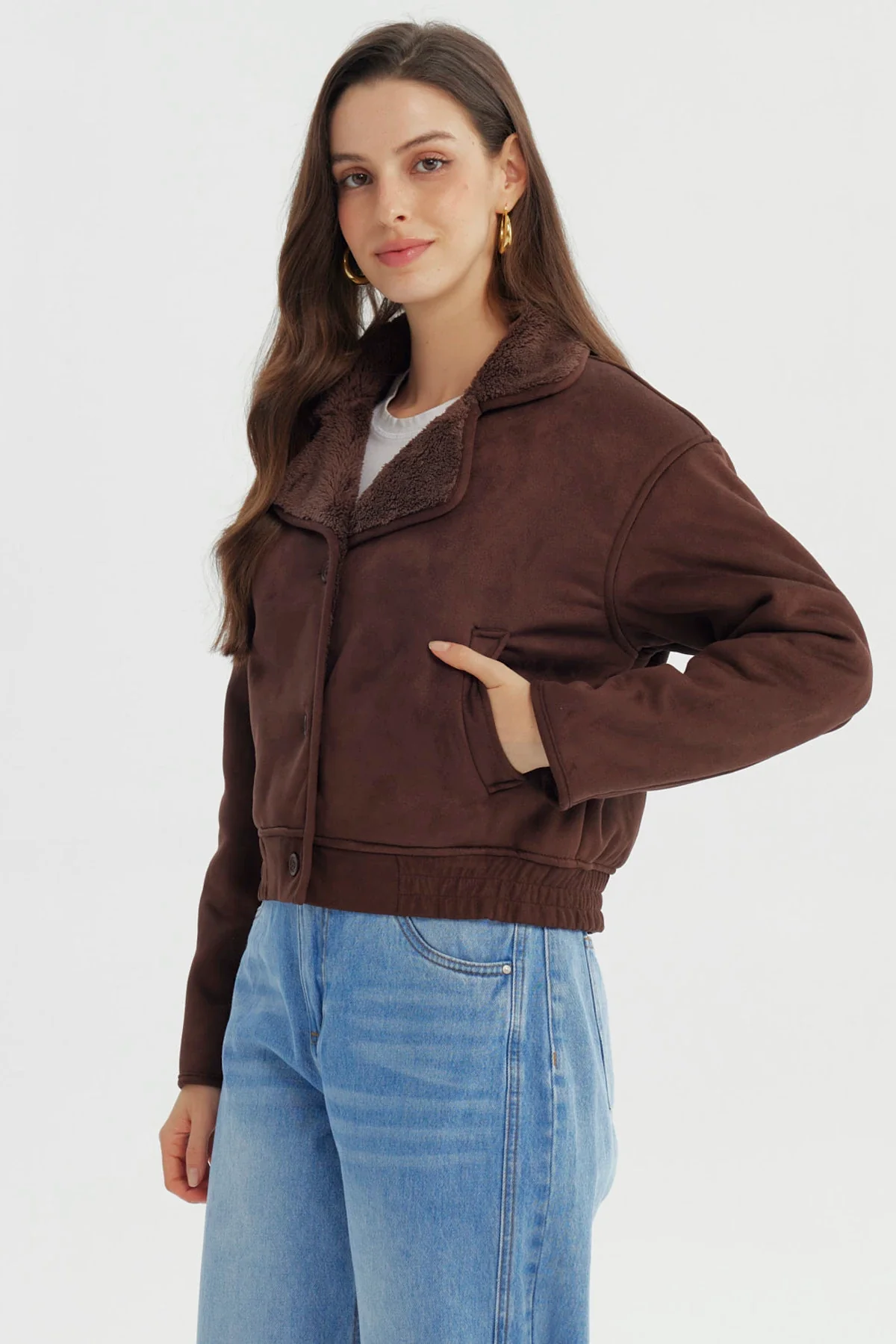 Chaqueta Mujer Estilo Polar Chocolate - Image 2