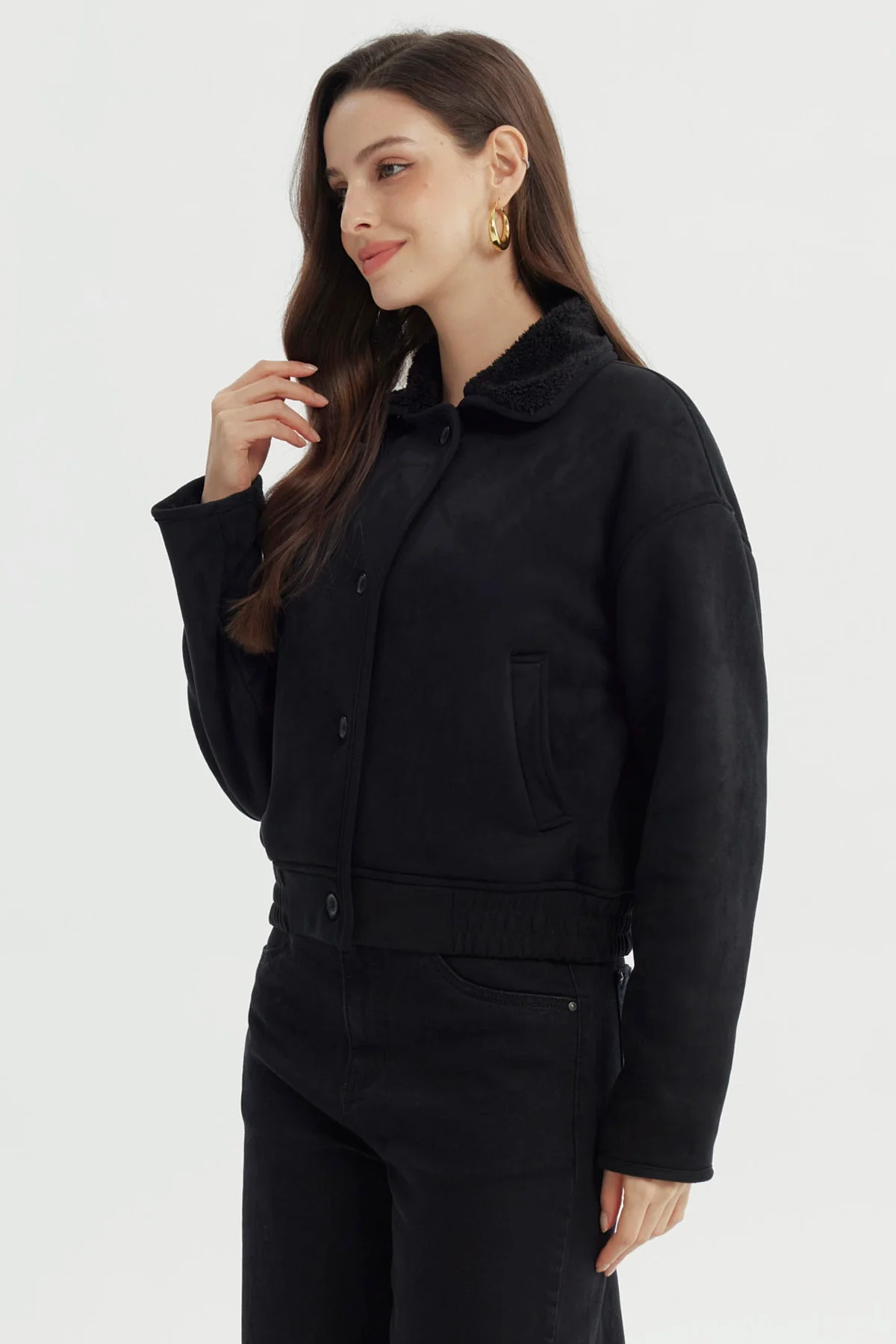 Chaqueta Mujer Estilo Polar Negro - Image 2