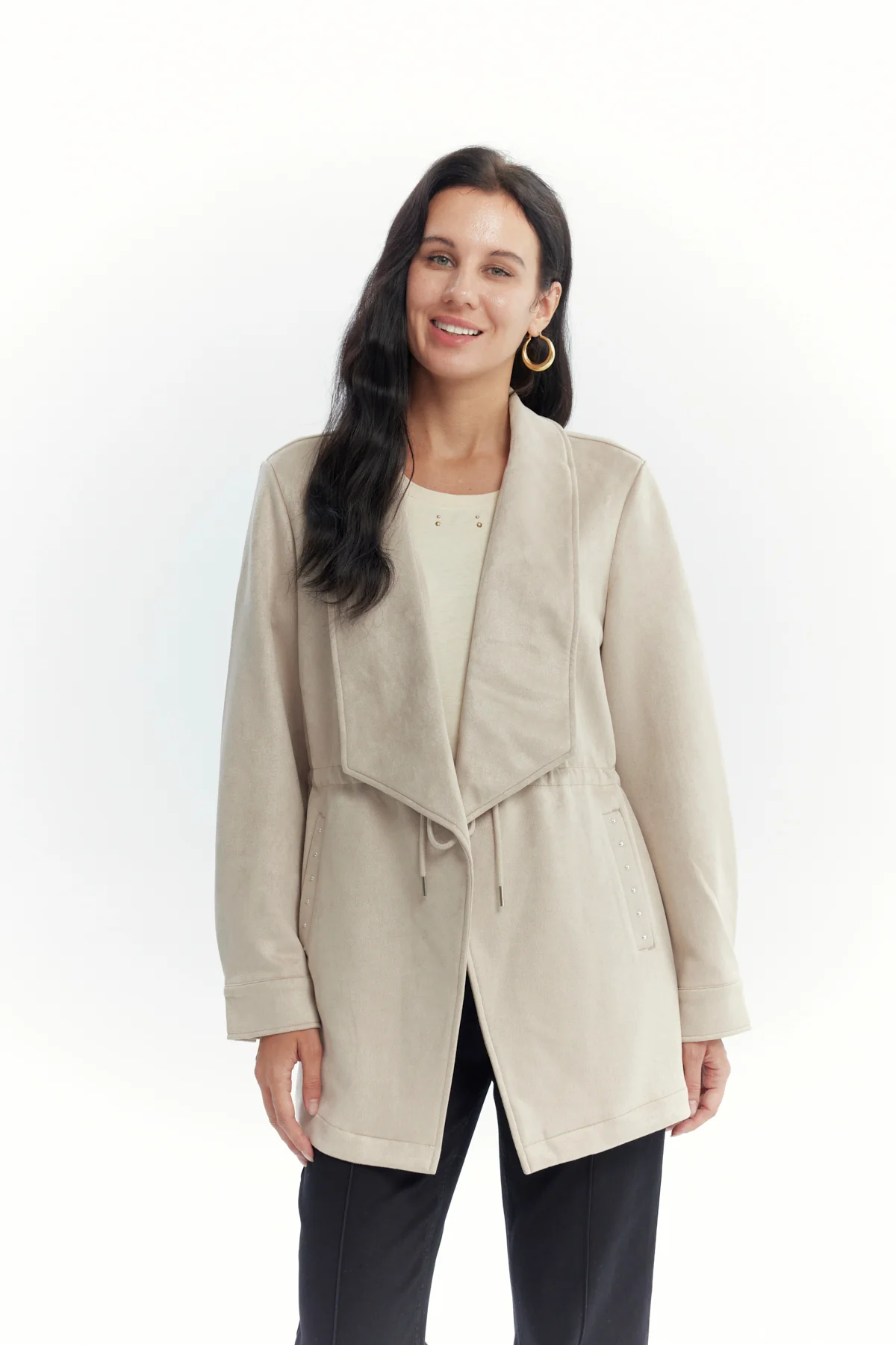 Chaqueta Mujer Lisa Casual Beige
