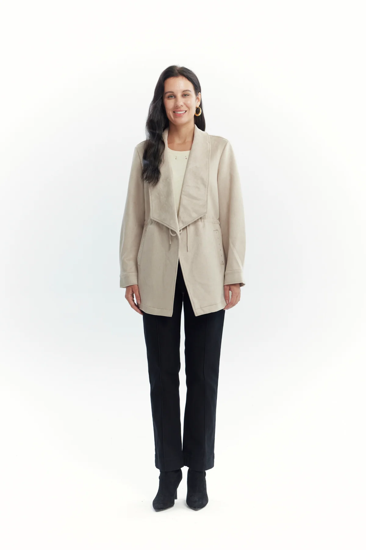 Chaqueta Mujer Lisa Casual Beige - Image 4