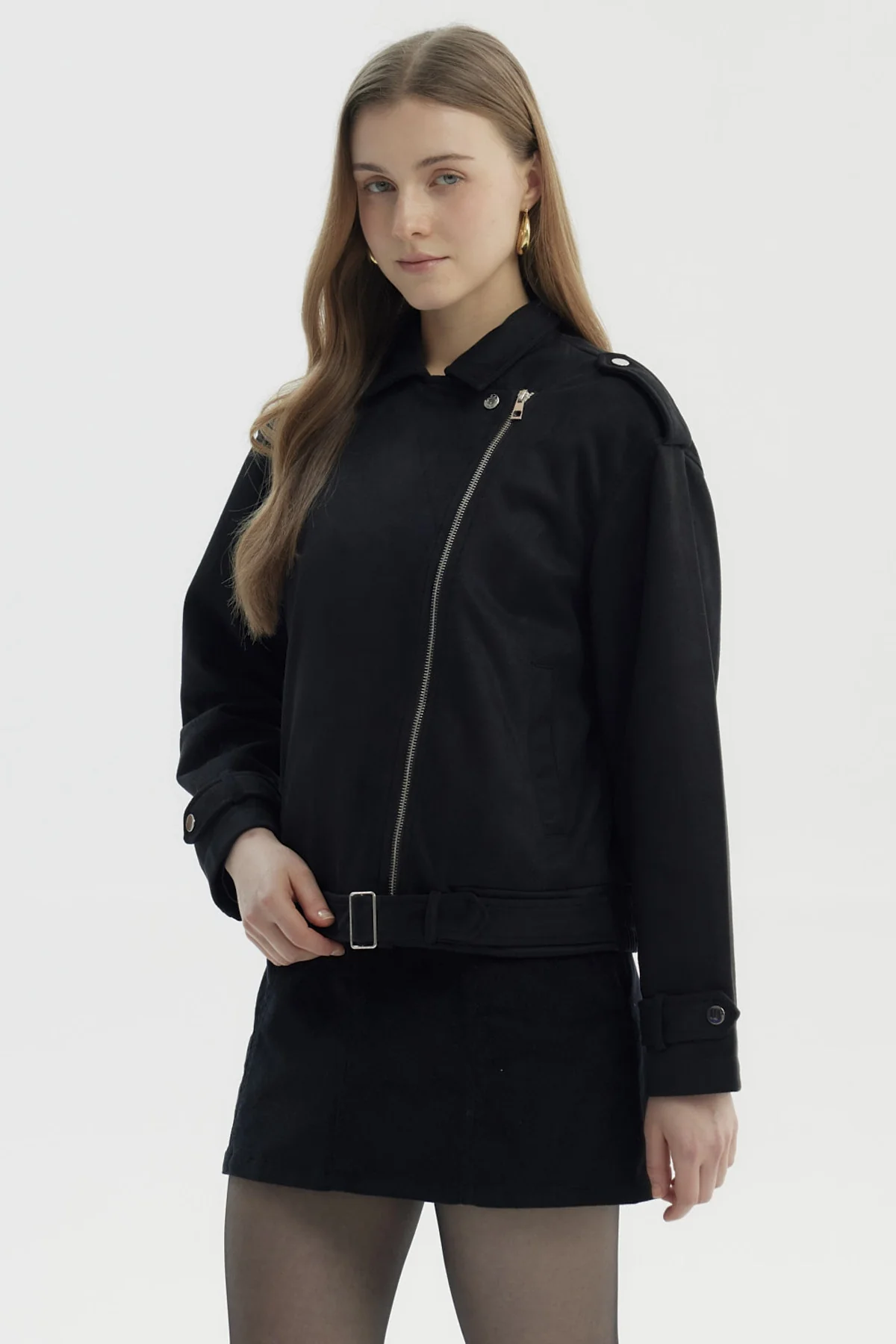Chaqueta Mujer Oversize Gamuza Negro - Image 2