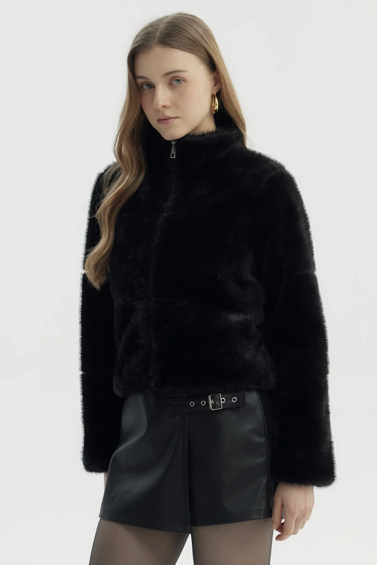 Chaqueta Mujer Peludo Negro - Image 2