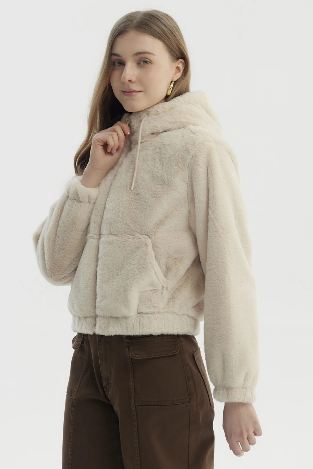 Chaqueta Mujer Polar Suave Beige Claro - Image 2