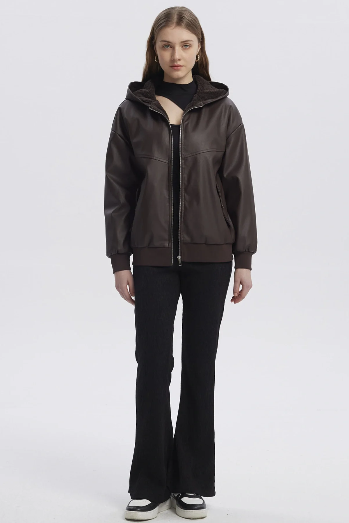 Chaqueta Mujer Efecto Cuero Bonded Chocolate - Image 4