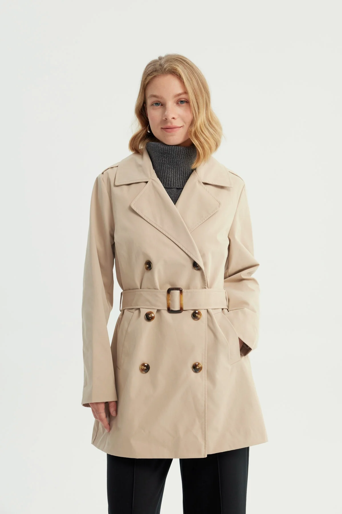 Chaqueta Mujer Regular Beige