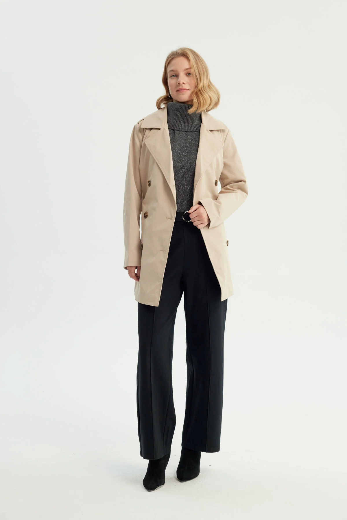 Chaqueta Mujer Regular Beige - Image 4