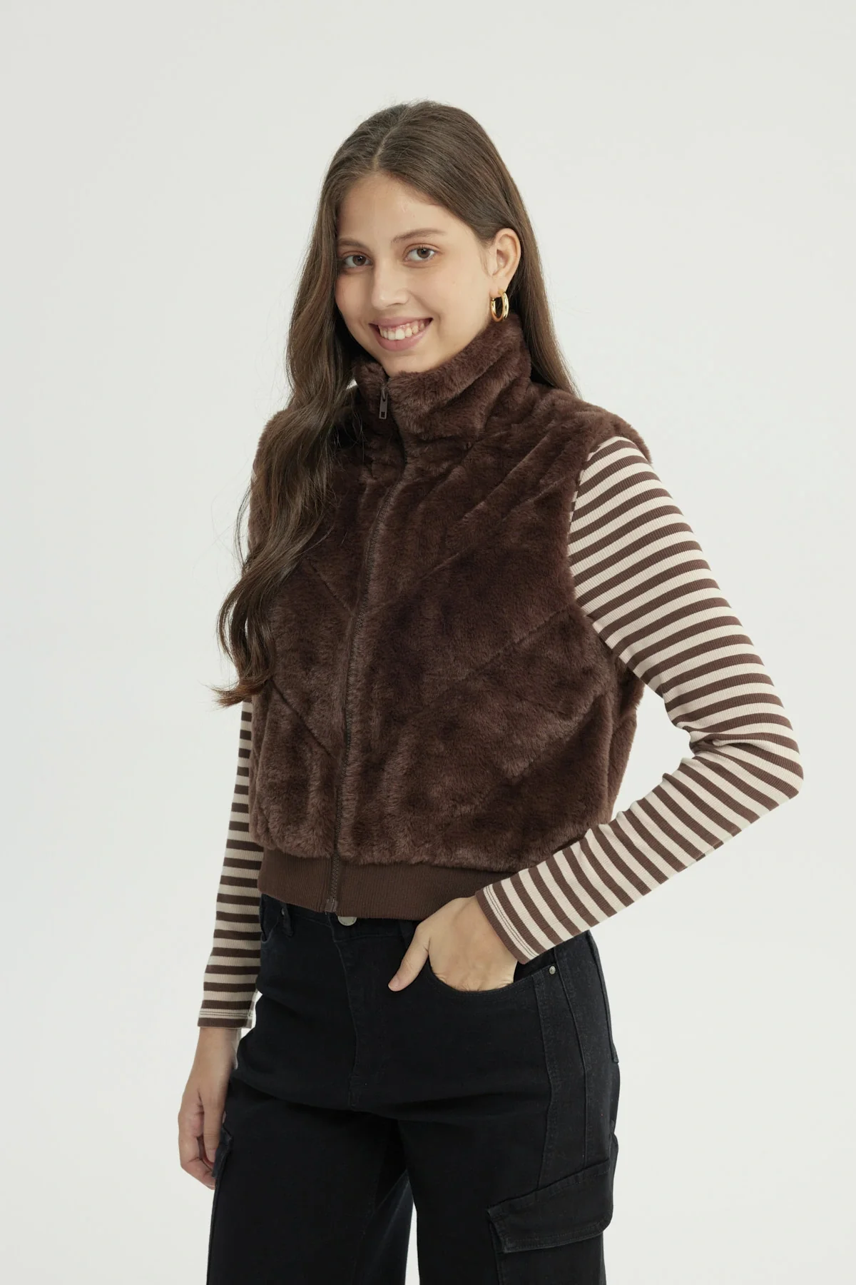Chaqueta Mujer Regular Café - Image 2