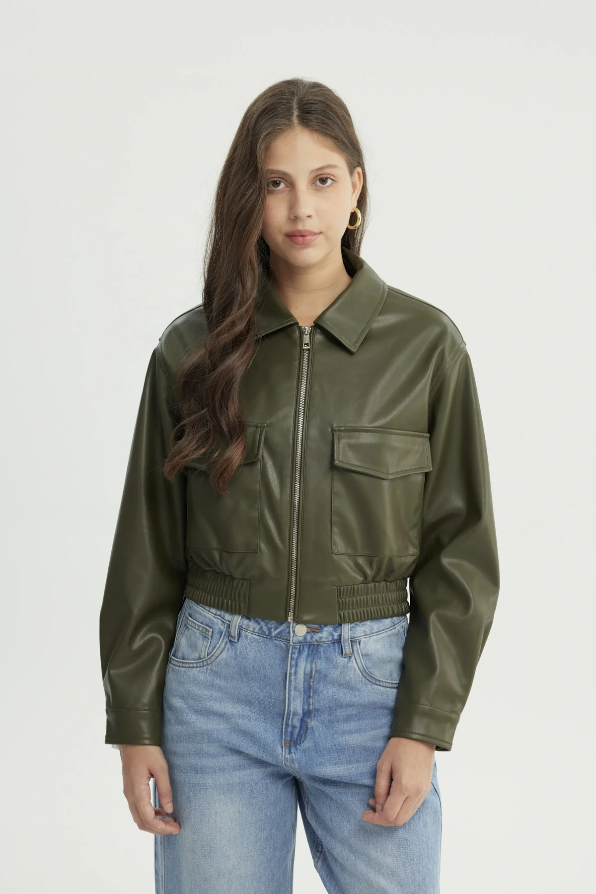 Chaqueta Mujer Regular Verde Militar