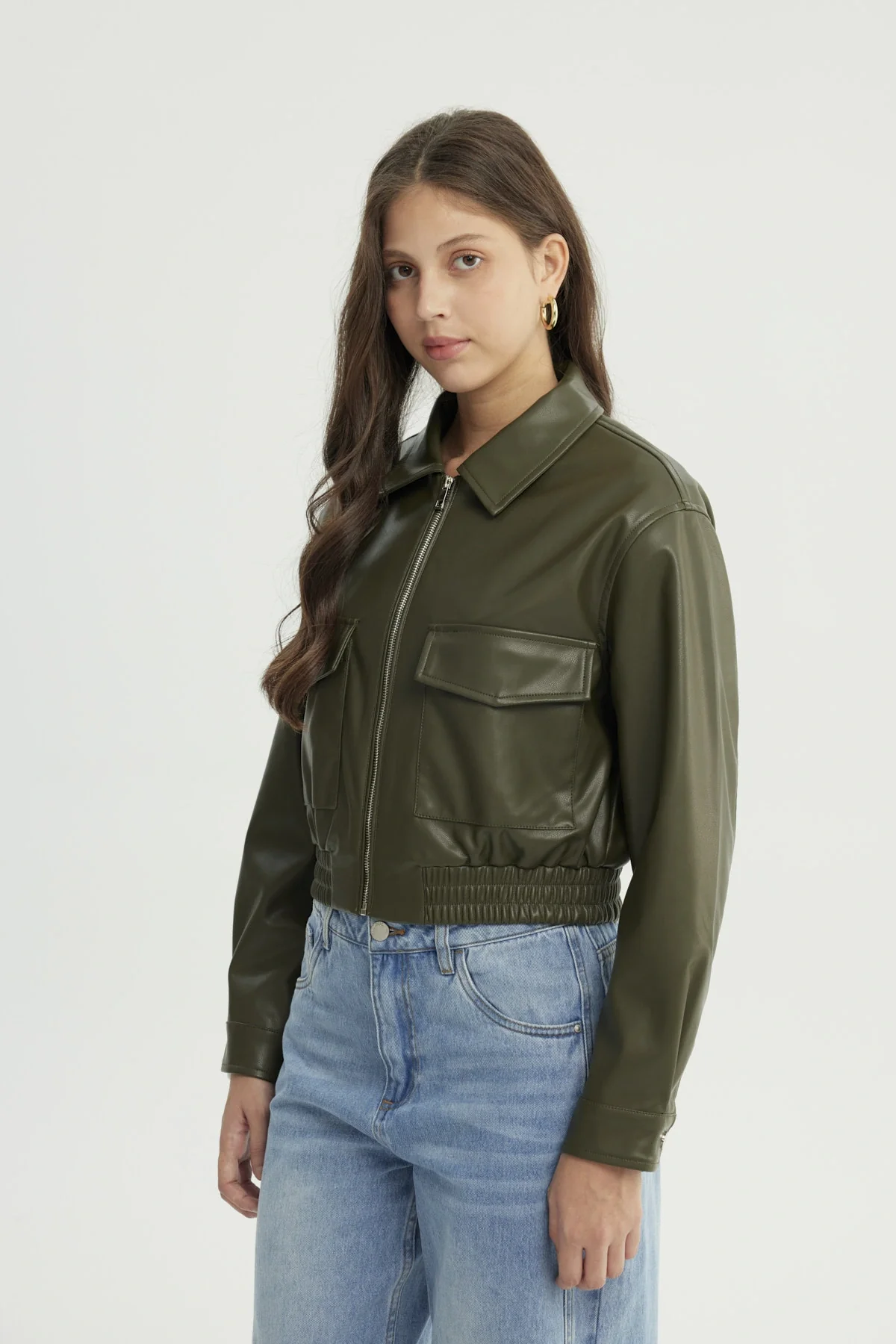 Chaqueta Mujer Regular Verde Militar - Image 2