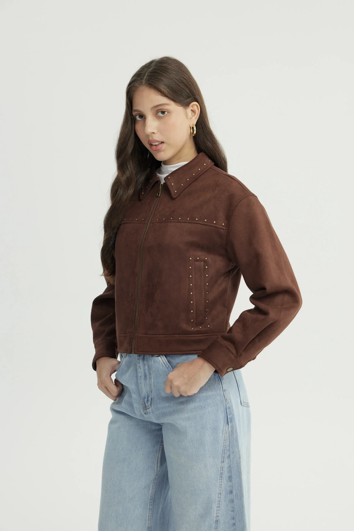 Chaqueta Mujer Slim Café - Image 2