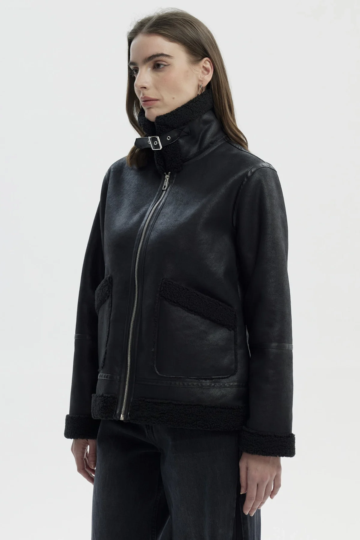 Chaqueta Mujer Slim Cuello Camisero Negro - Image 2