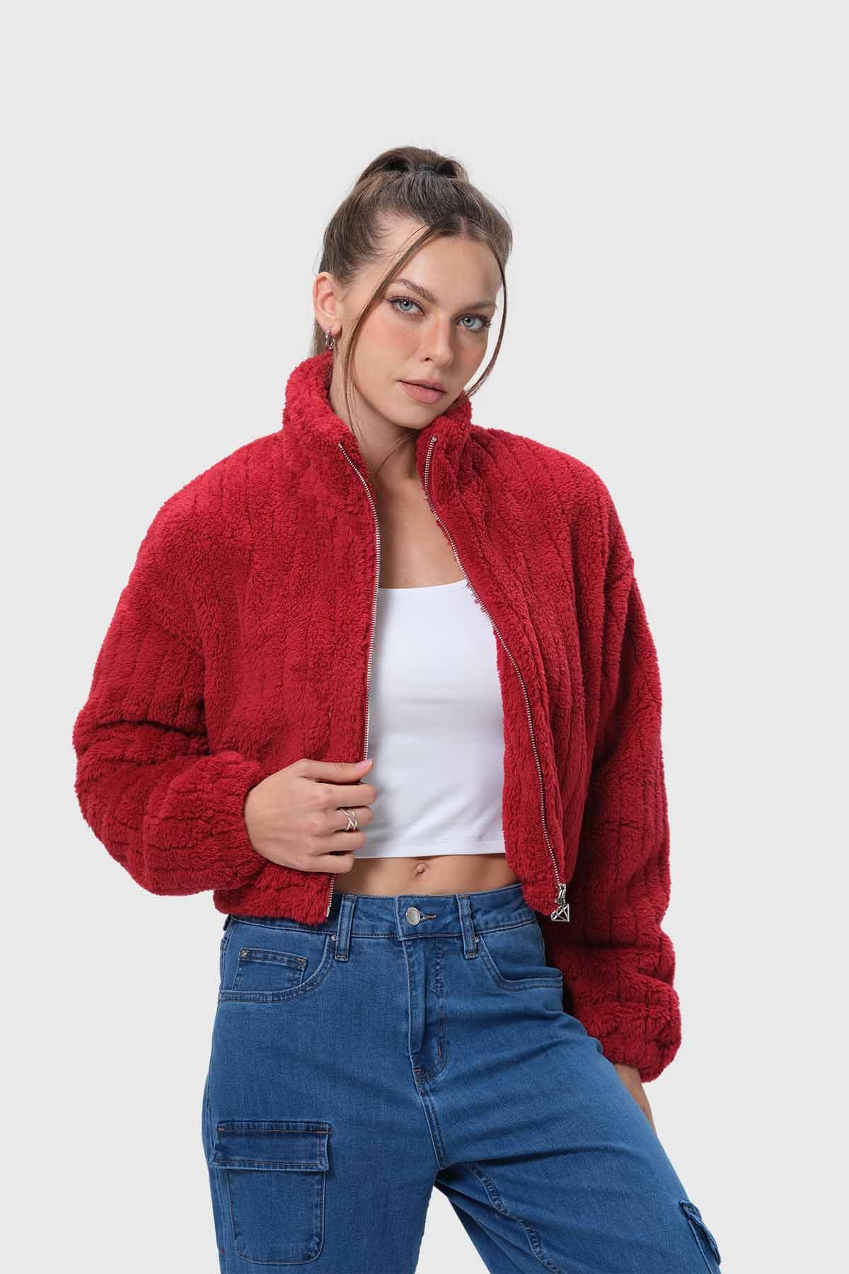 Chaqueta Mujer Tipo Polar Rojo - Image 2