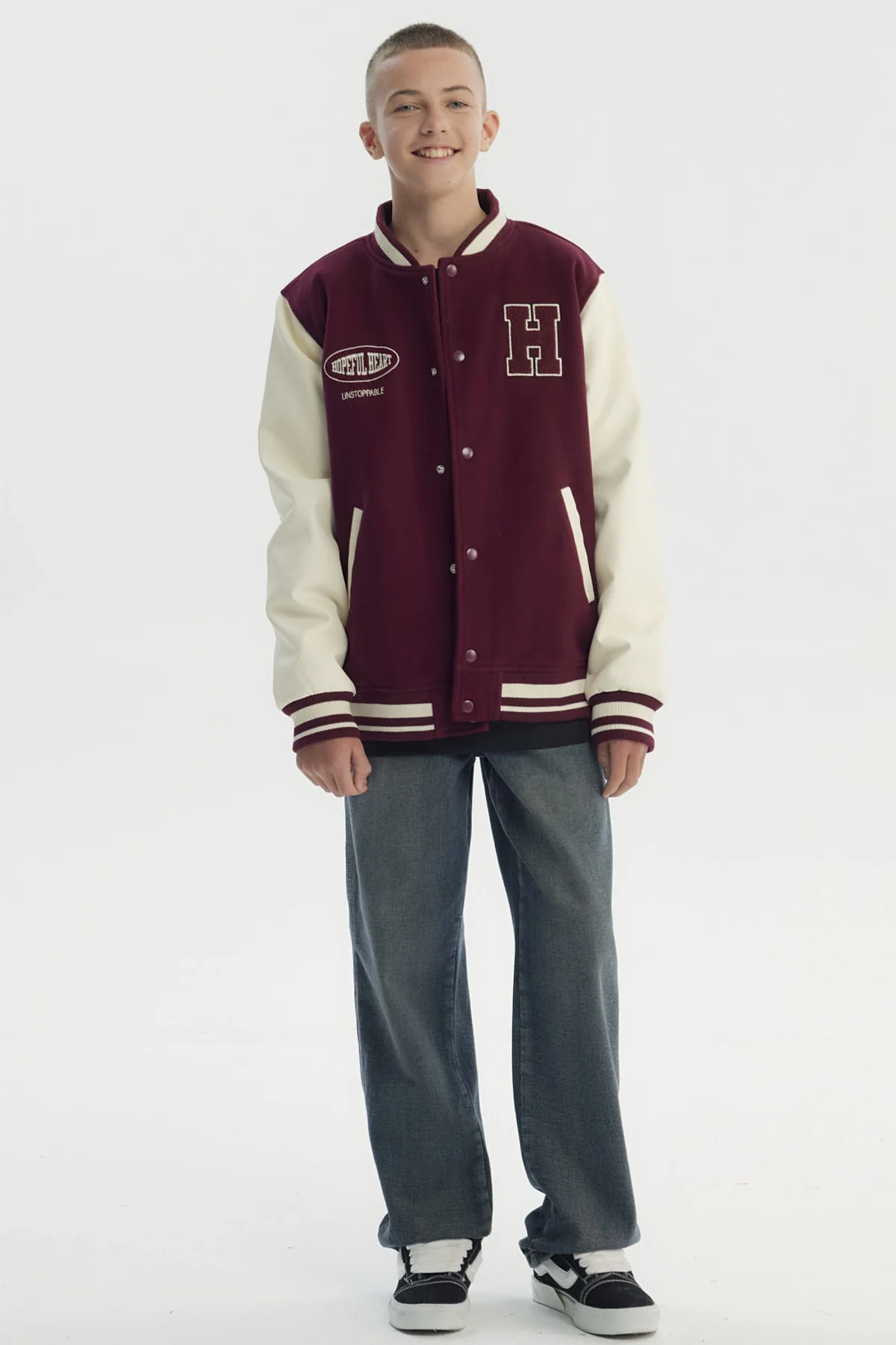 Chaqueta Niño Cuello V Burdeo - Image 4