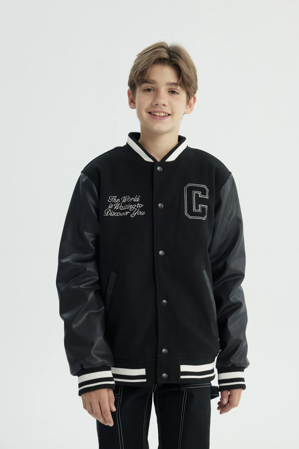 Chaqueta Niño Cuello V Negro