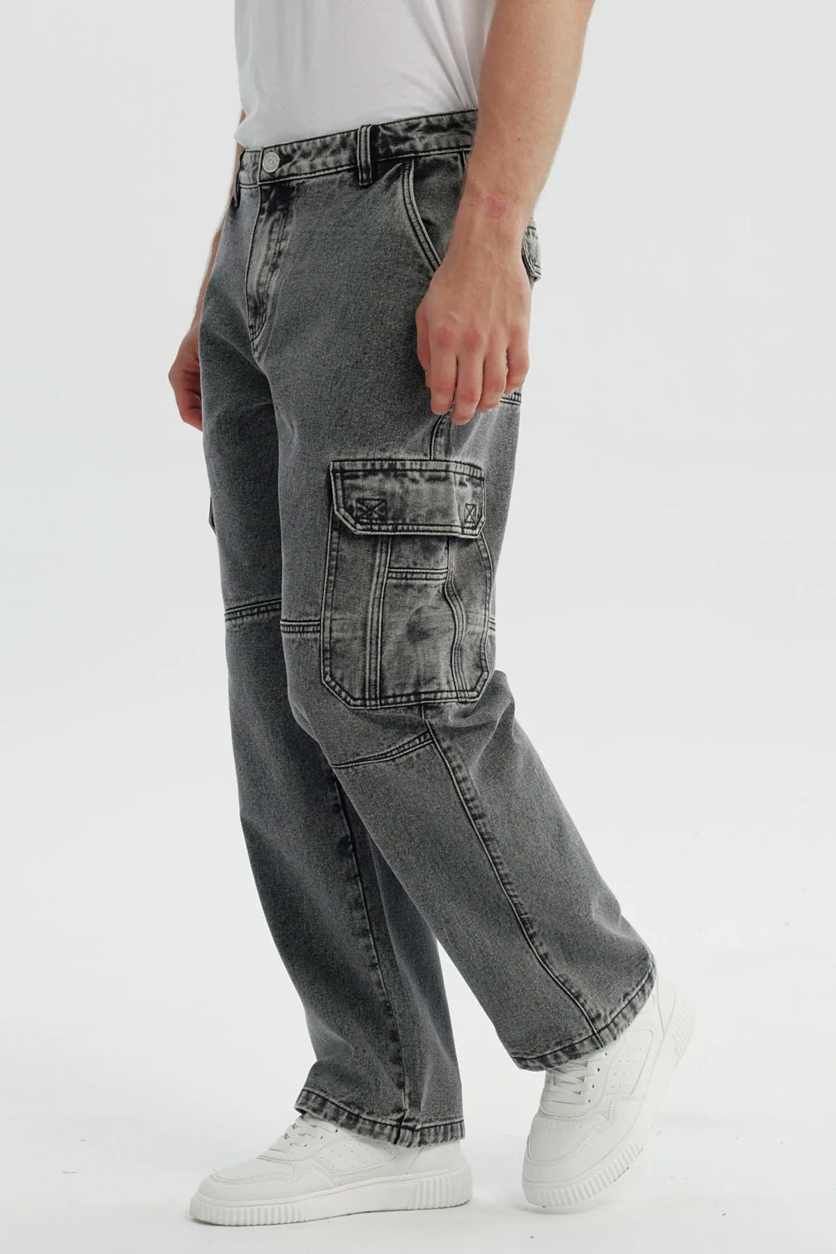 Jeans Hombre Baggy Gris Claro - Image 2