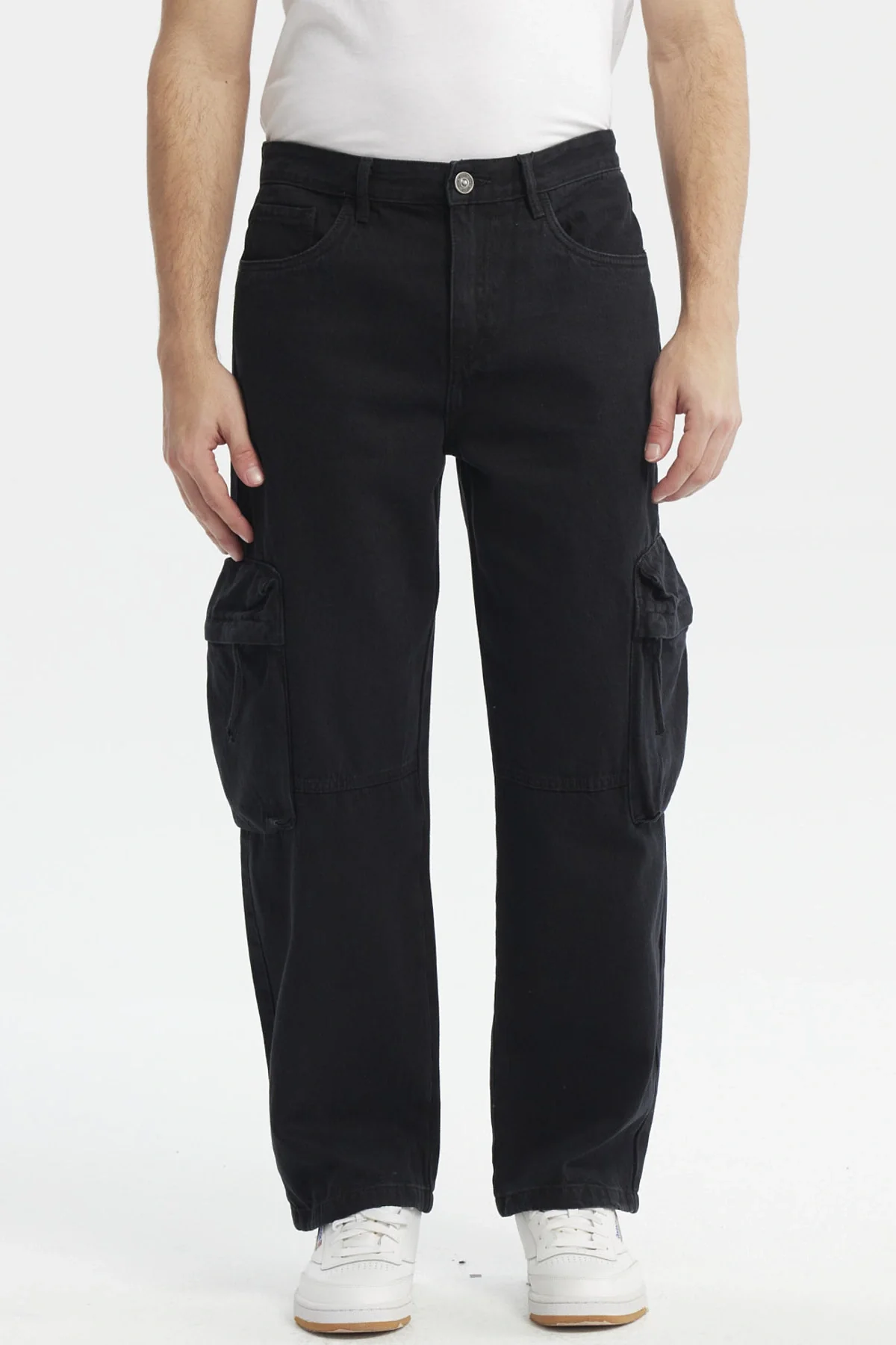 Jeans Hombre Baggy Multicargo Negro