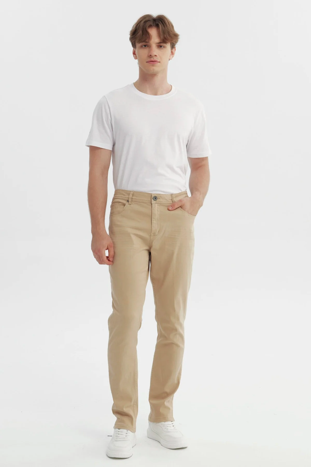 Jeans Hombre Slim Beige - Image 4
