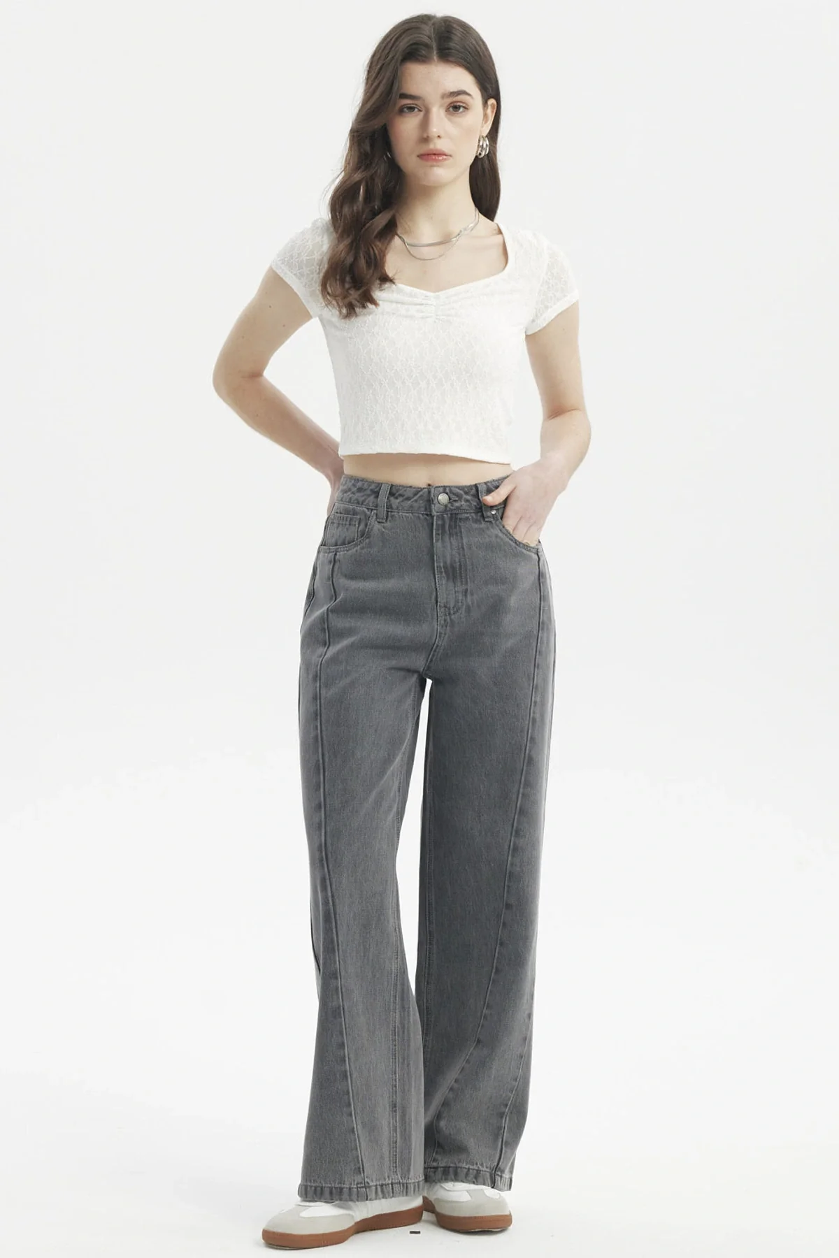 Jeans Mujer Baggy Moda Gris - Image 4