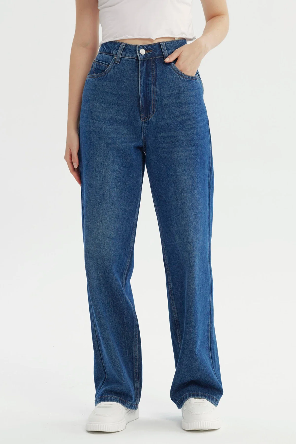 Jeans Mujer Calce Recto Azul Oscuro