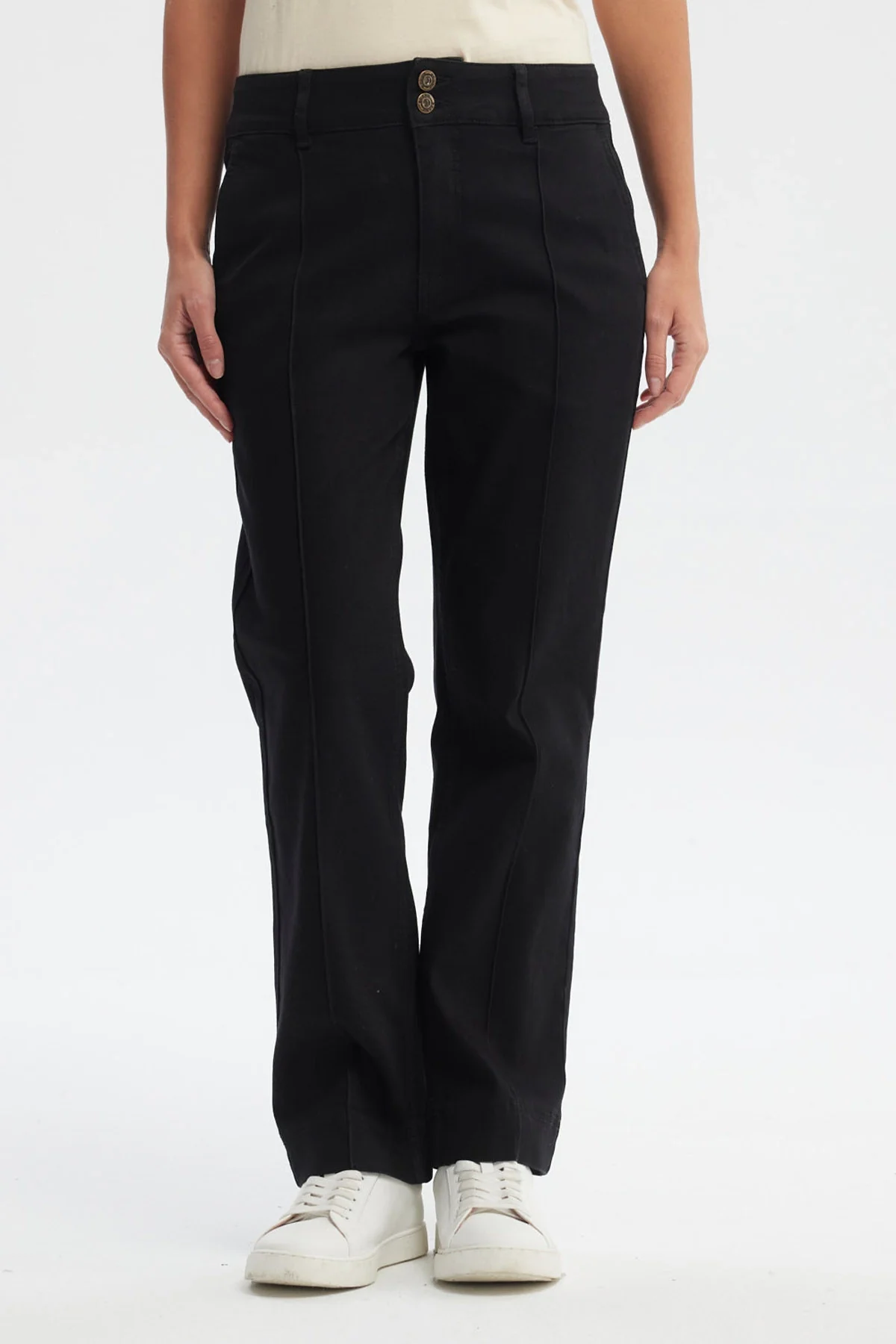 Jeans Mujer Calce Recto Tiro Alto Negro