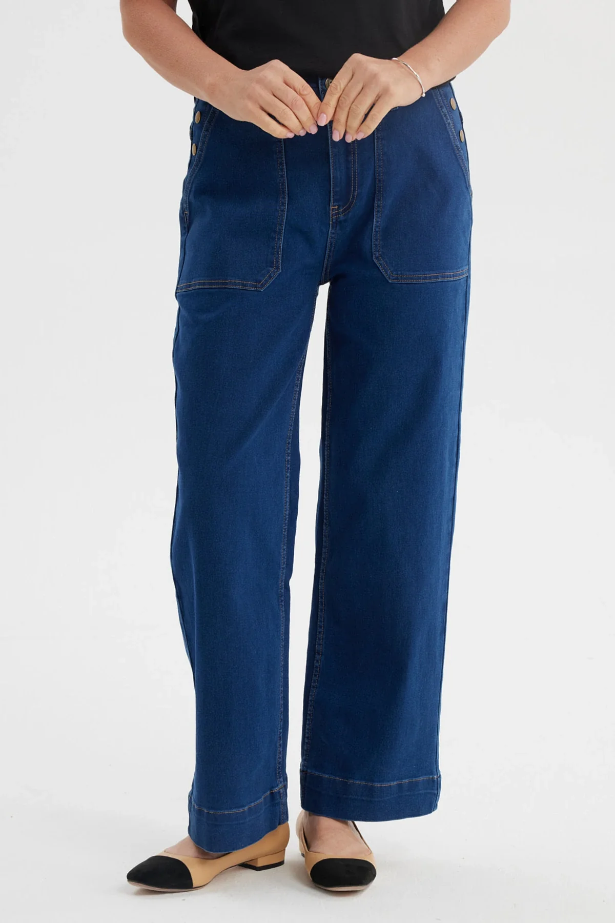 Jeans Mujer Clásico Calce Recto Azul
