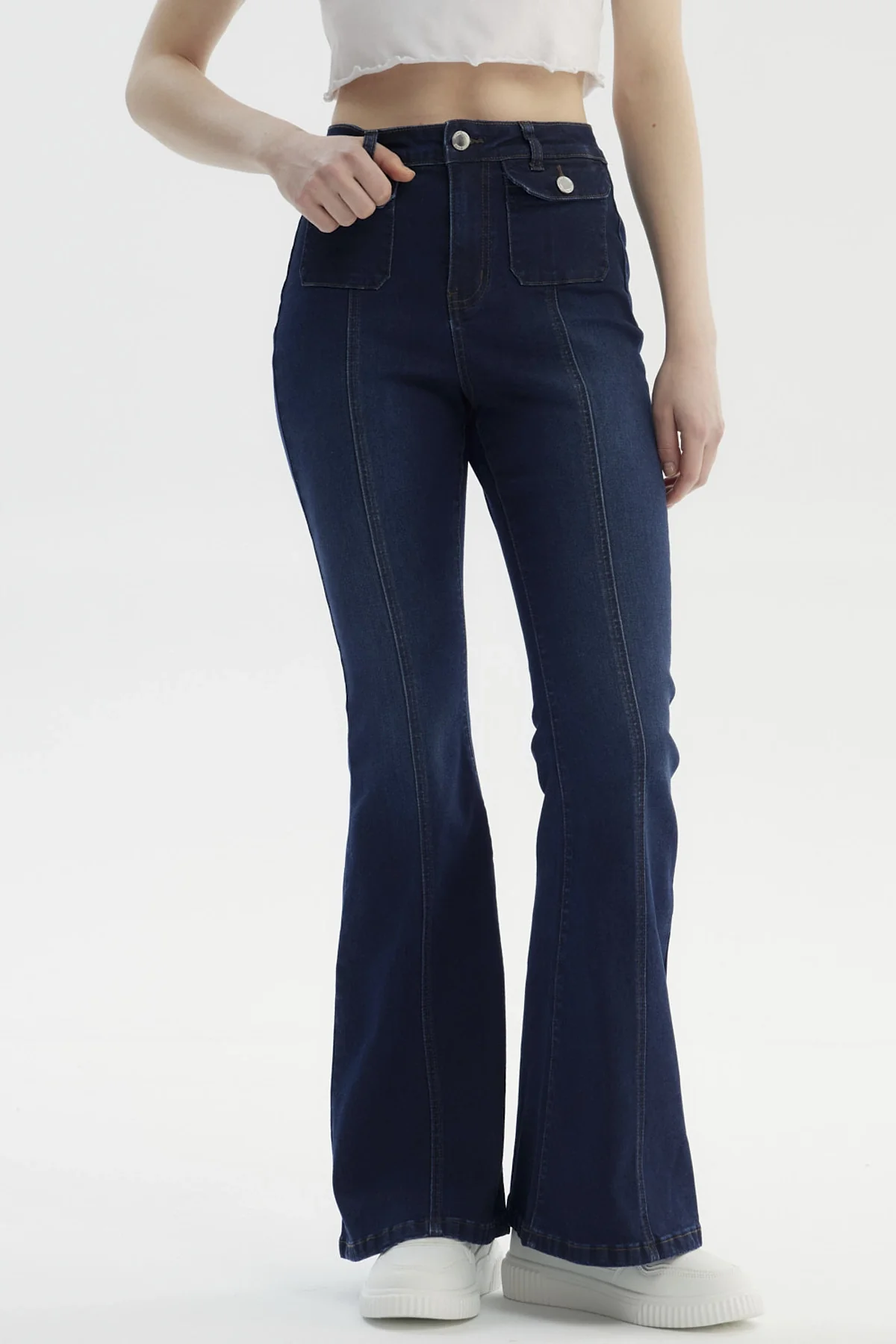 Jeans Mujer Flare Azul Oscuro