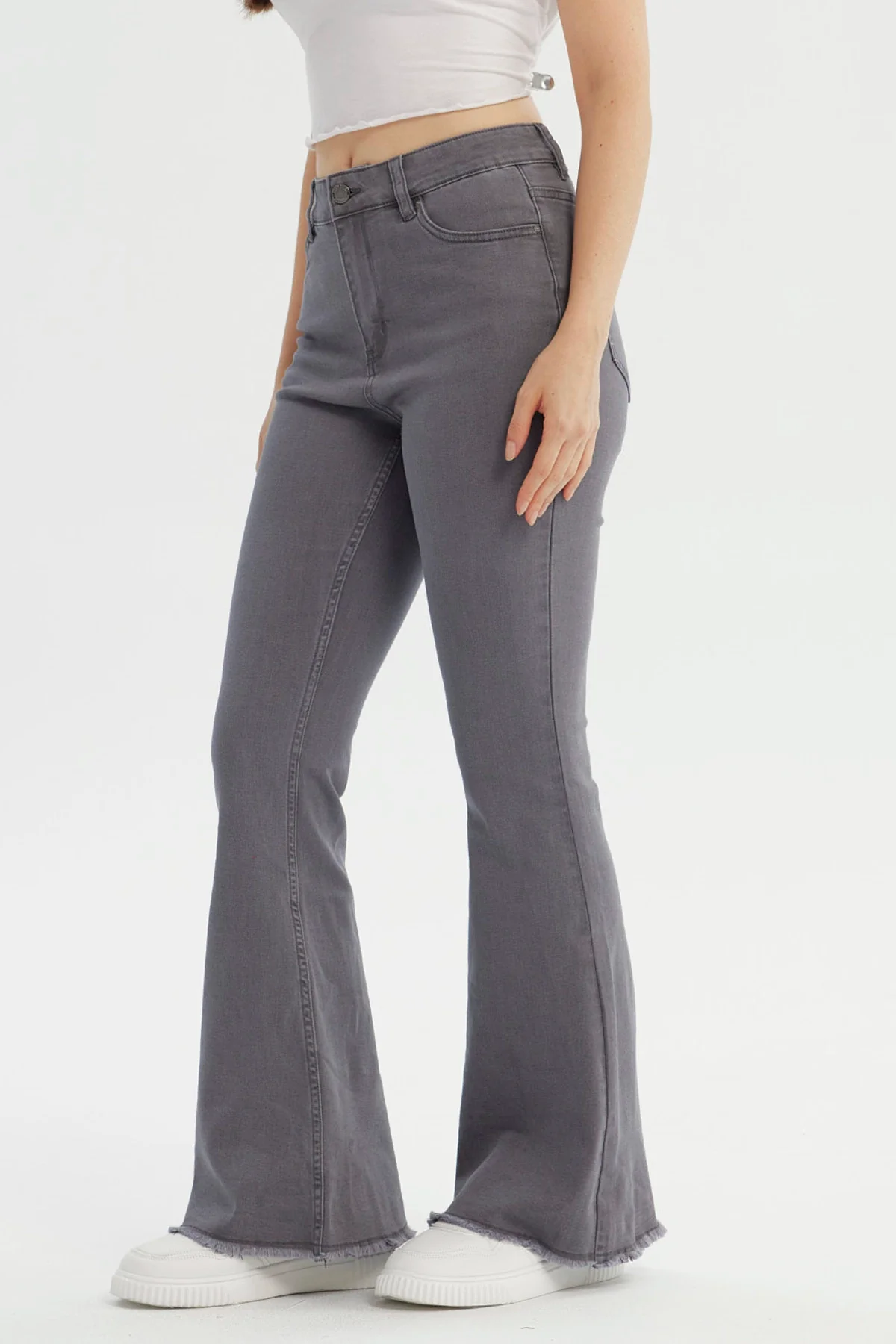 Jeans Mujer Flare Gris - Image 2