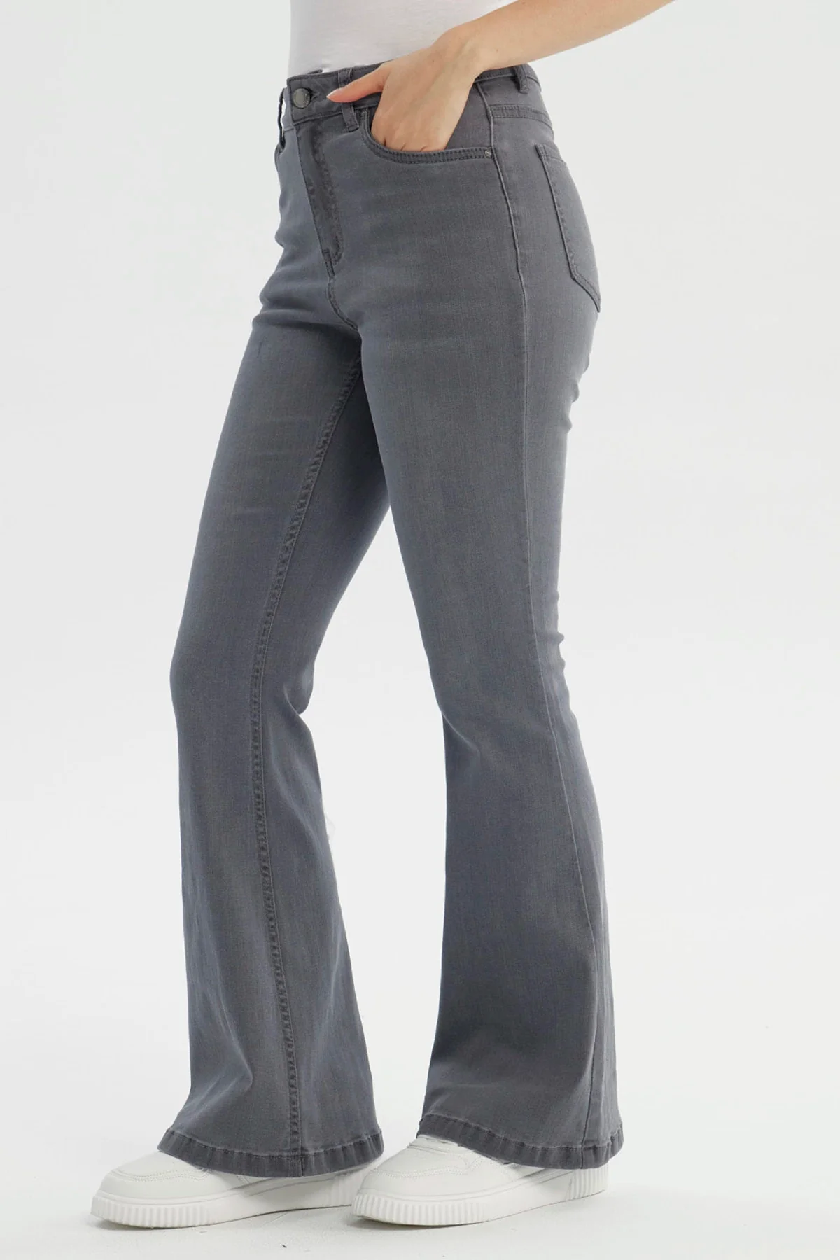 Jeans Mujer Flare Gris Oscuro - Image 2