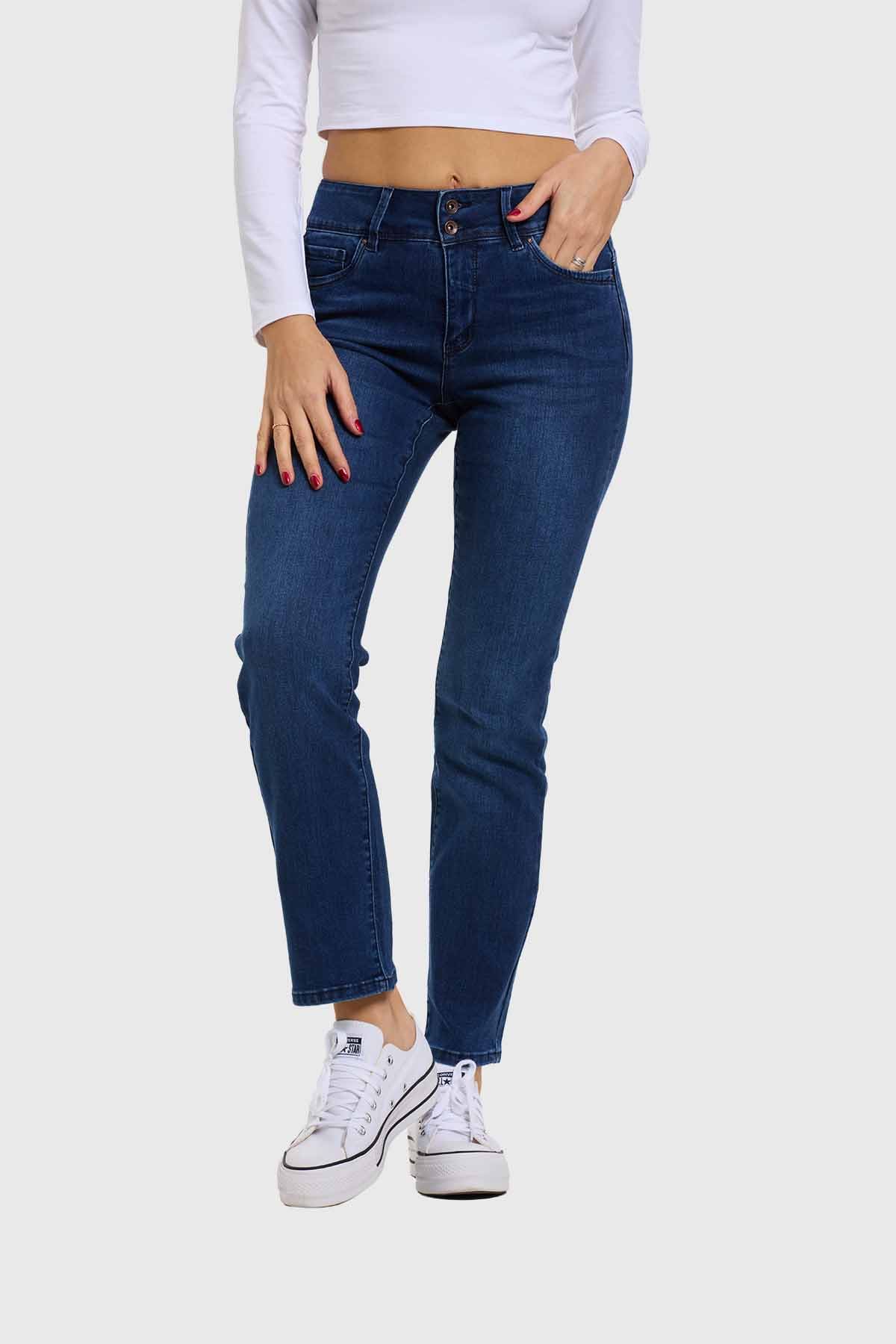 Jeans Mujer Flo Calce Recto Azul