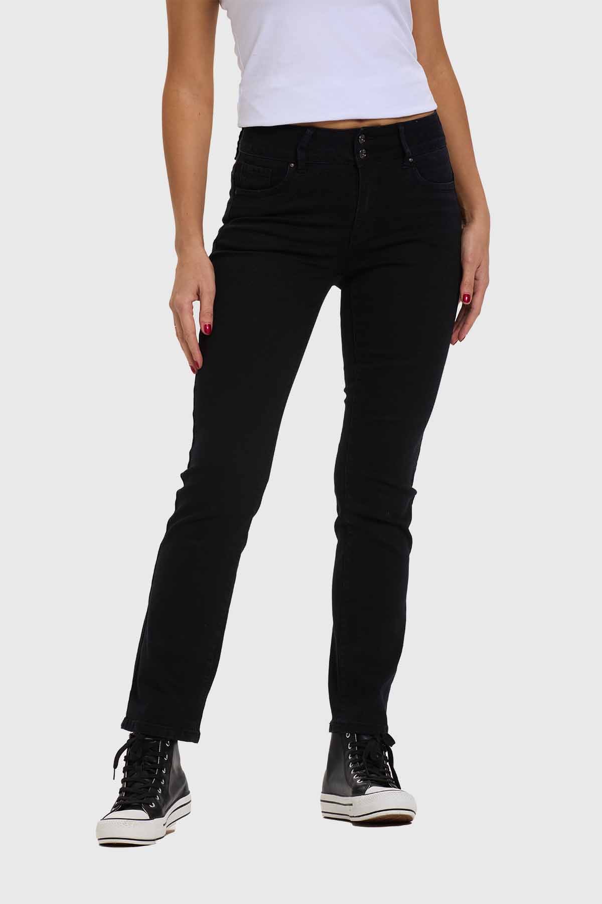 Jeans Mujer Flo Calce Recto Negro