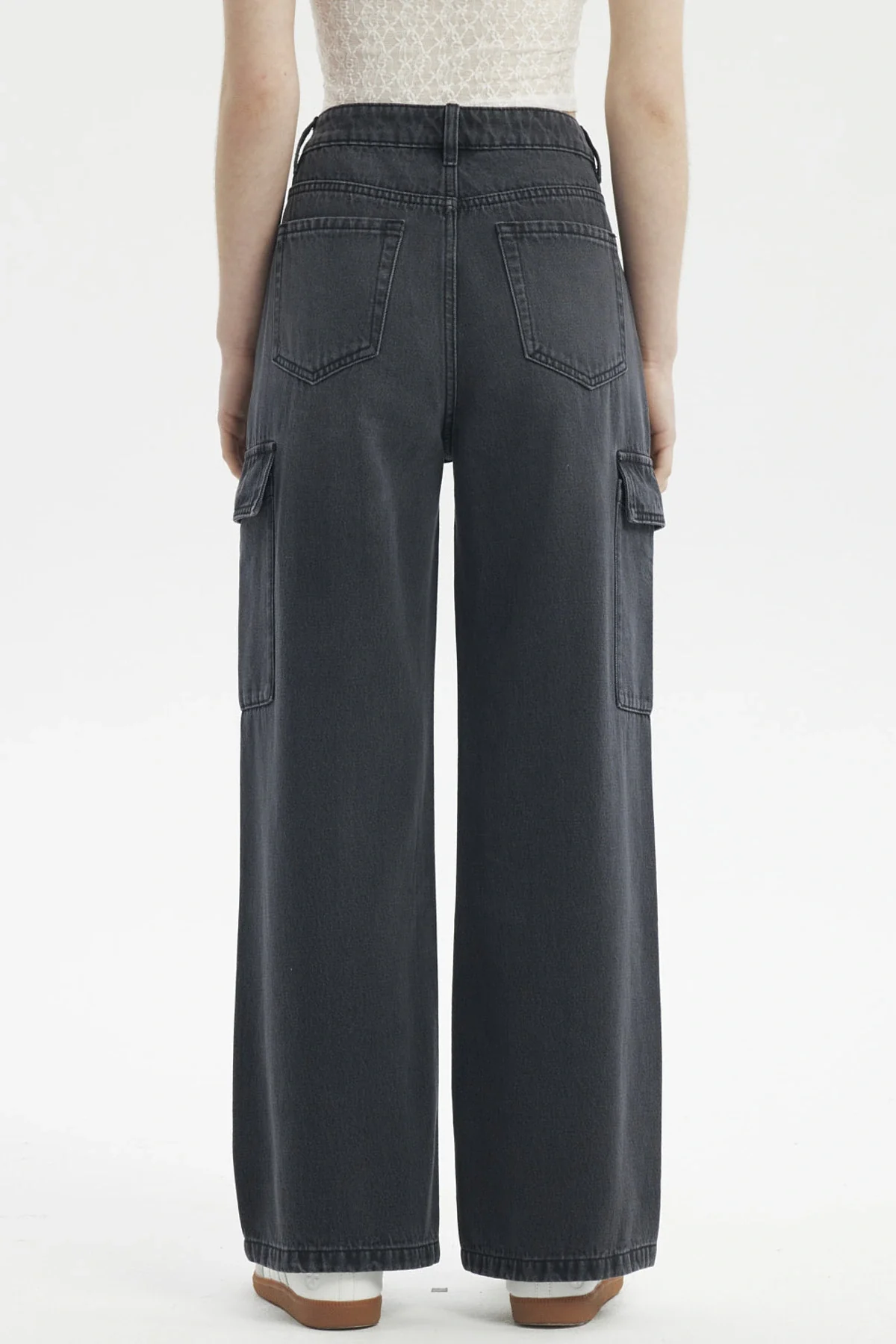Jeans Mujer Moda Baggy Cargo Negro - Image 3