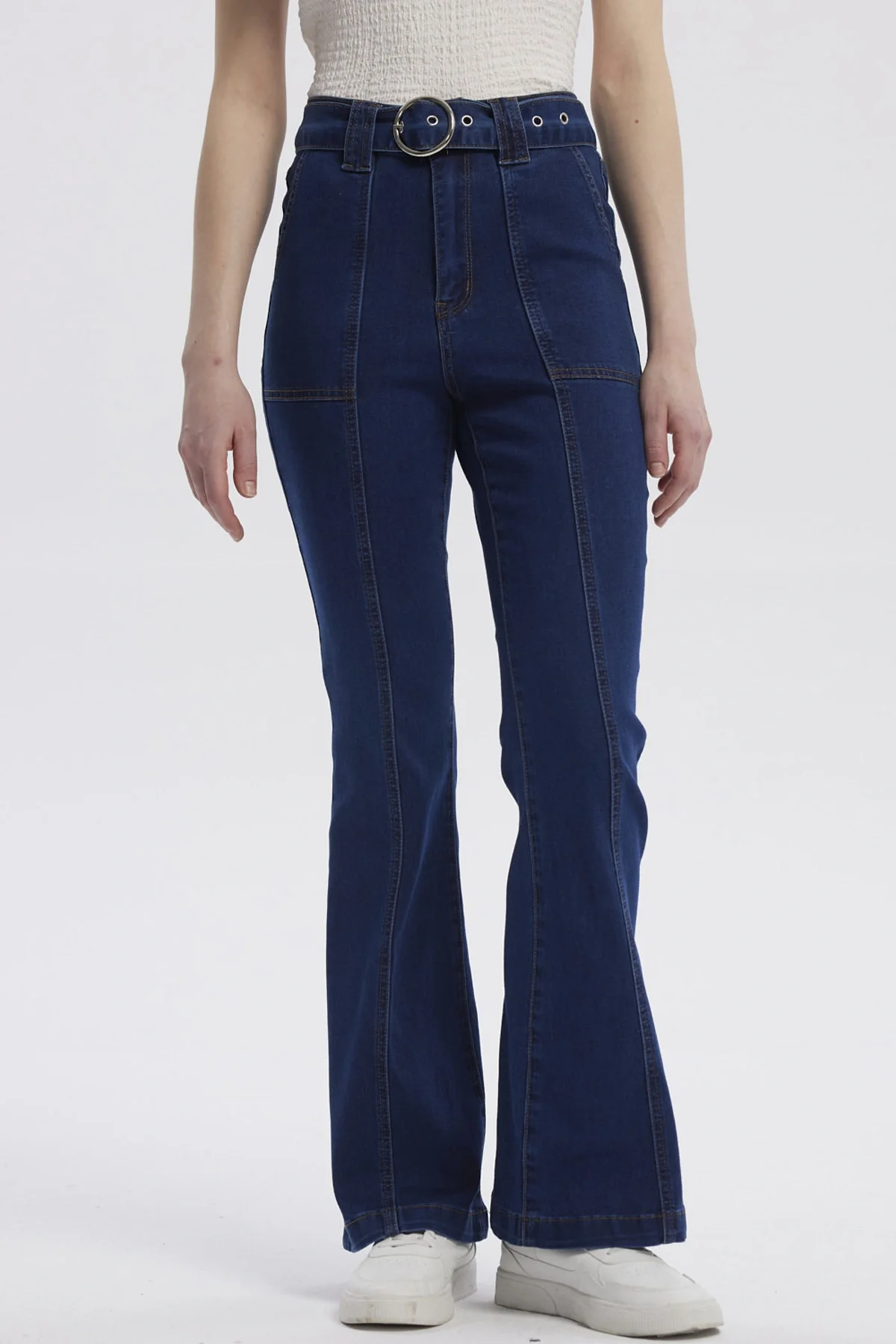 Jeans Mujer Moda Flare Azul Oscuro