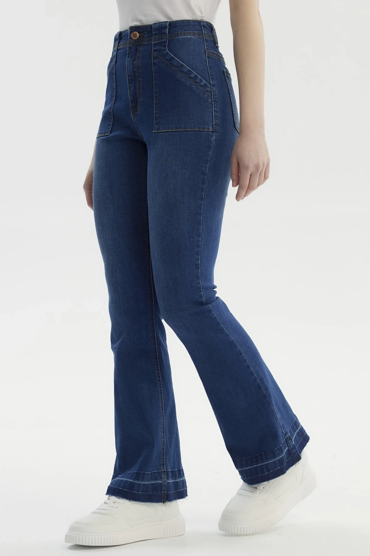Jeans Mujer Moda Flare Azul Oscuro - Image 2