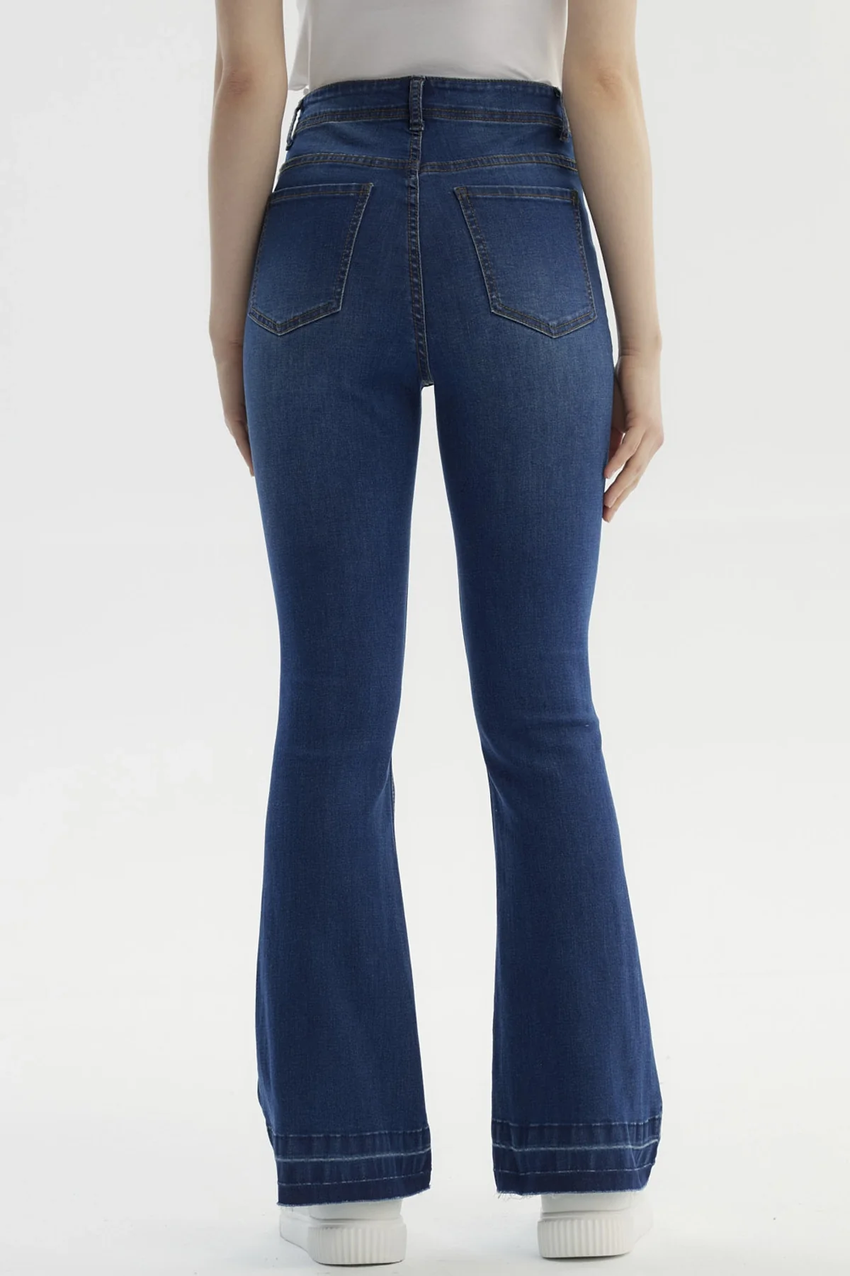 Jeans Mujer Moda Flare Azul Oscuro - Image 3