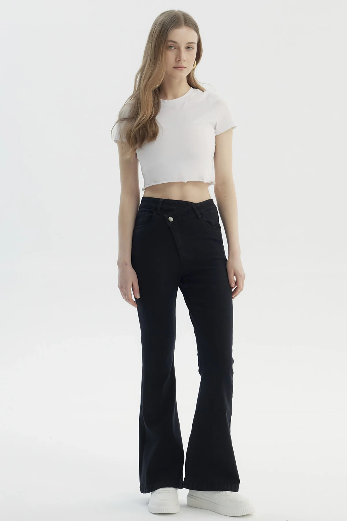 Jeans Mujer Moda Flare Negro - Image 4
