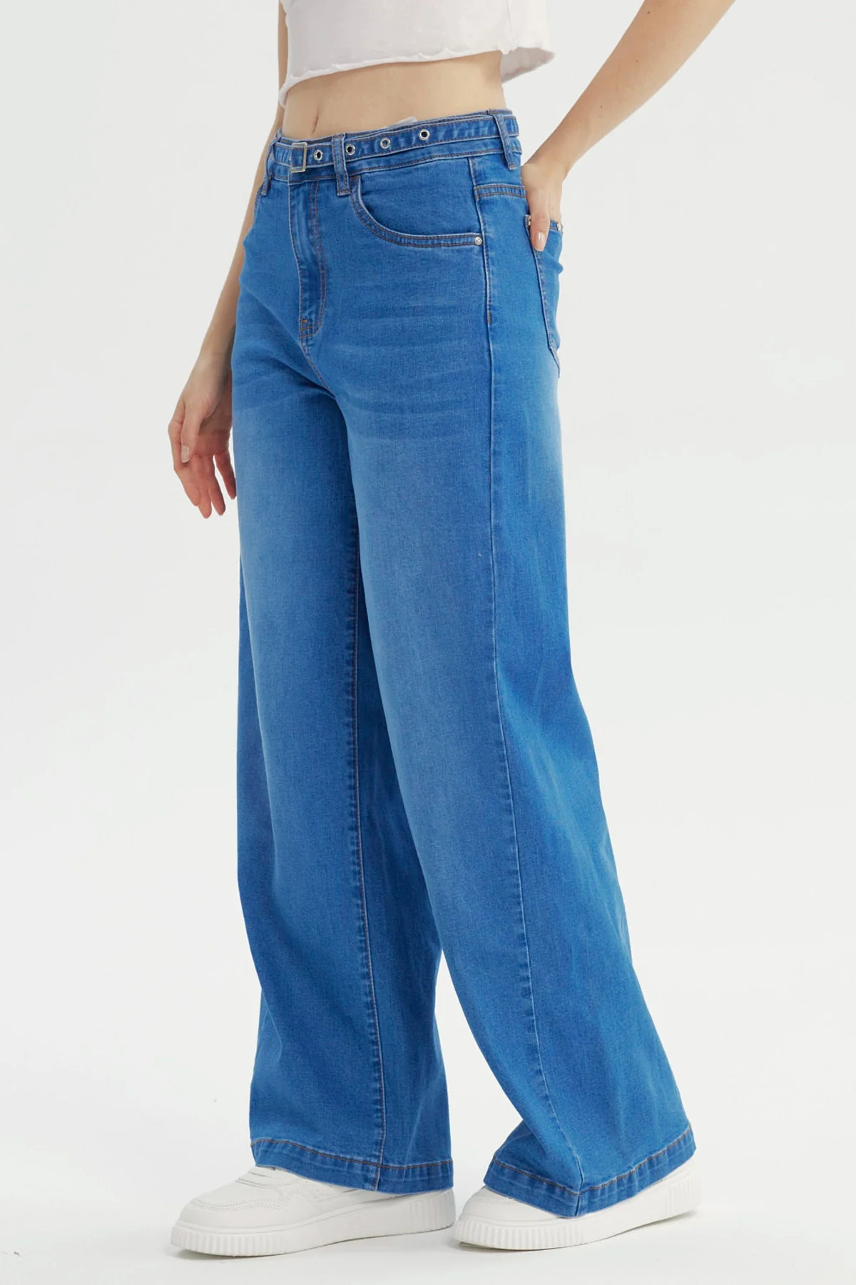 Jeans Mujer Moda Wide Leg Azul - Image 2