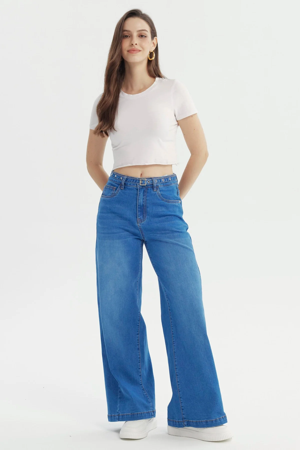 Jeans Mujer Moda Wide Leg Azul - Image 4