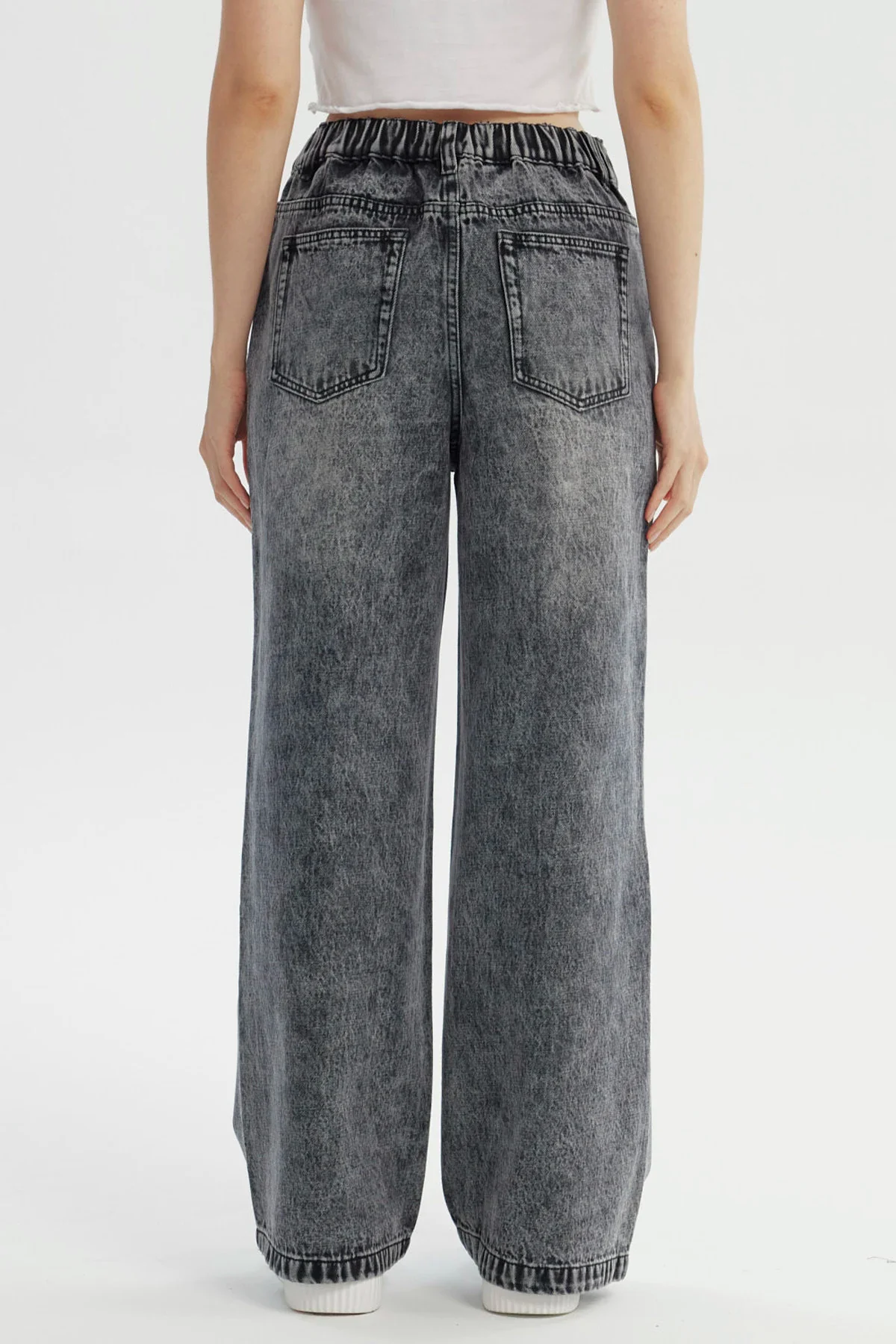 Jeans Mujer Moda Wide Leg Gris - Image 3
