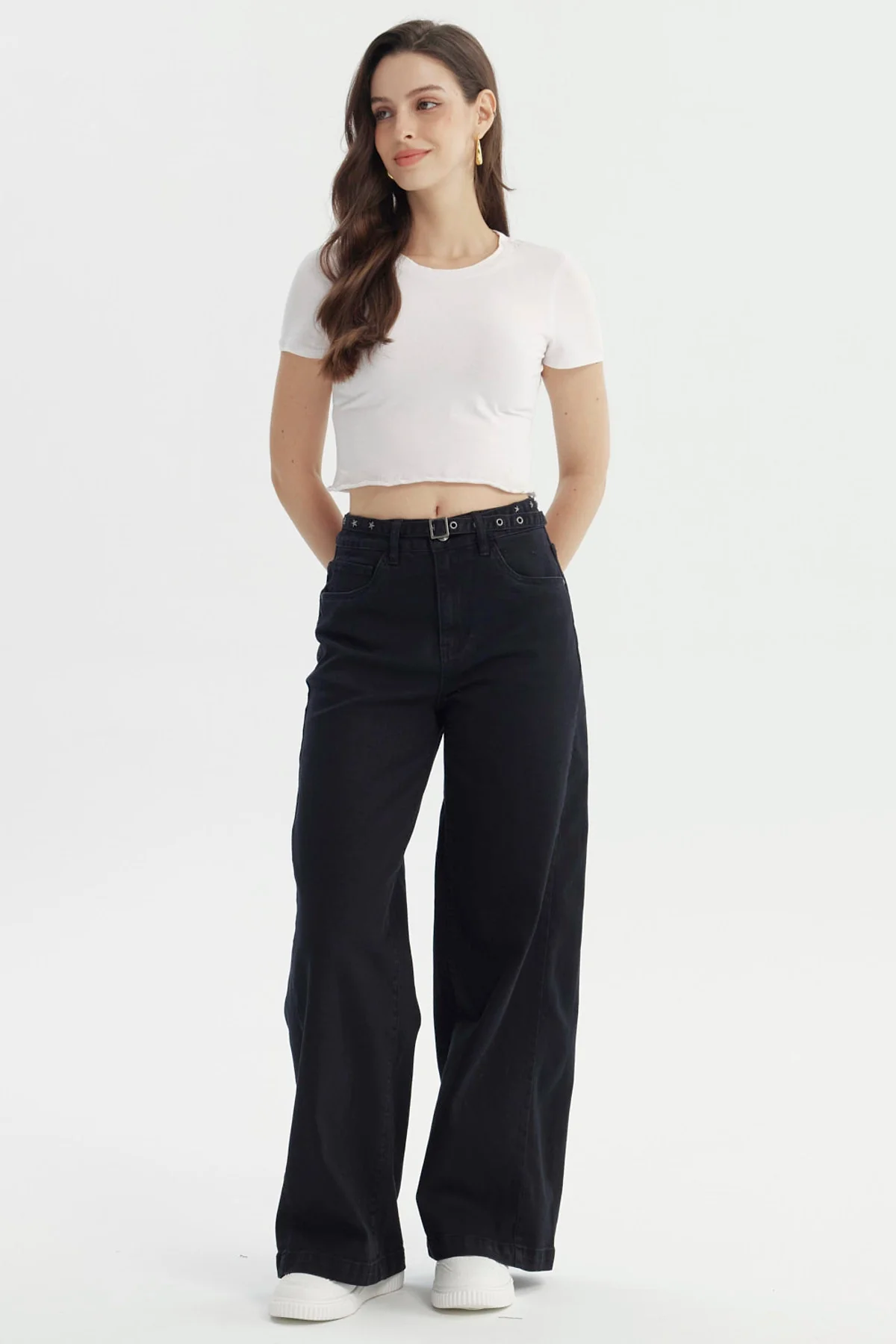 Jeans Mujer Moda Wide Leg Negro - Image 4