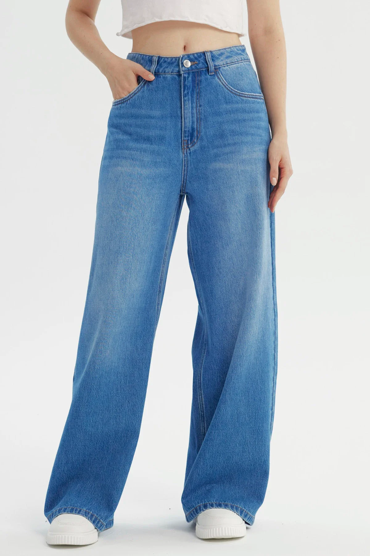 Jeans Mujer Wide Leg Azul