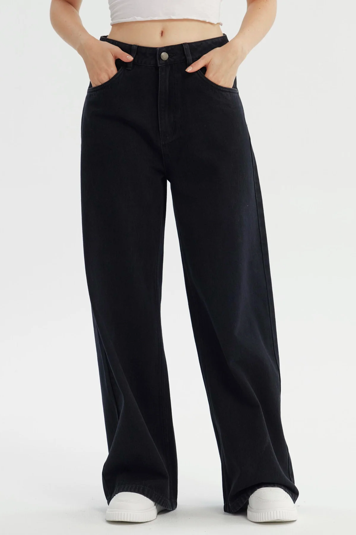 Jeans Mujer Wide Leg Negro