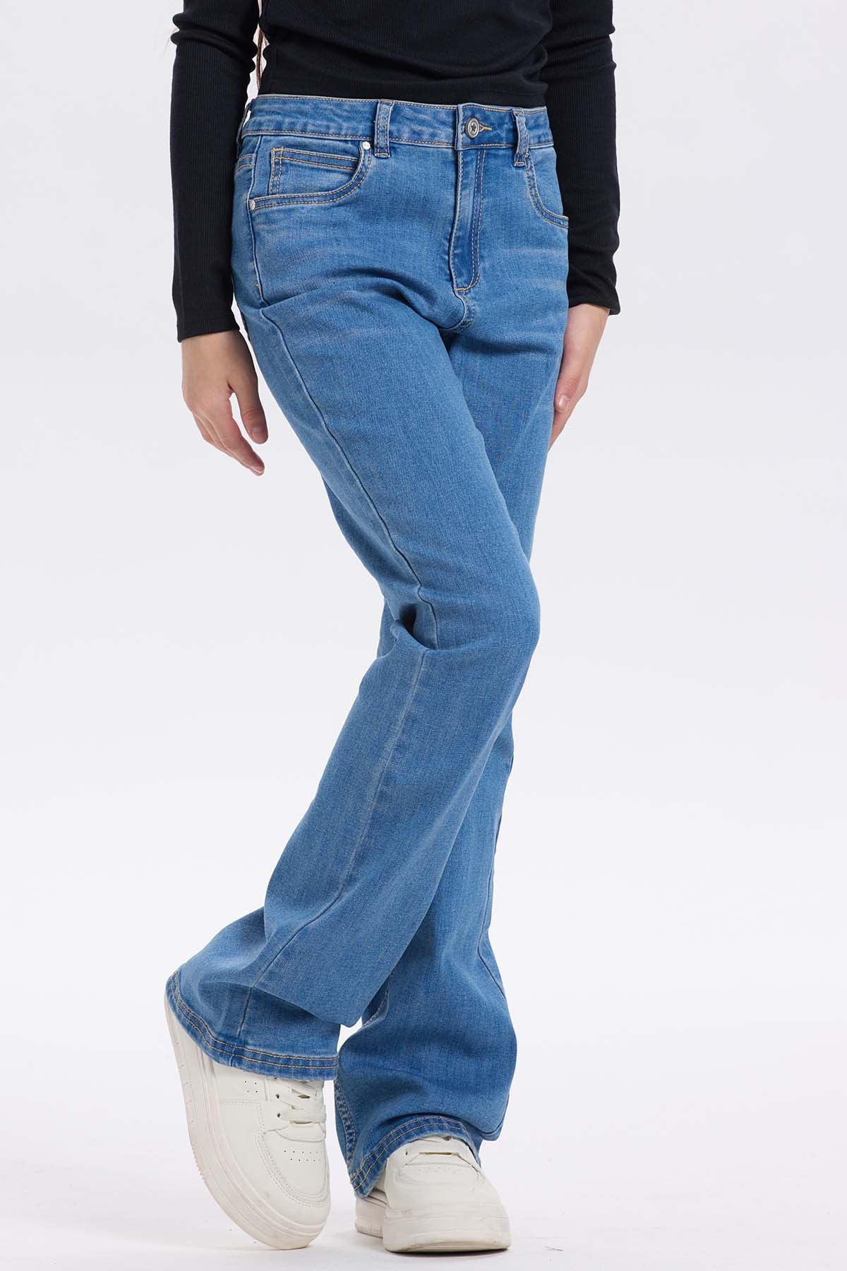 Jeans Niña Básico Flare Azul Claro