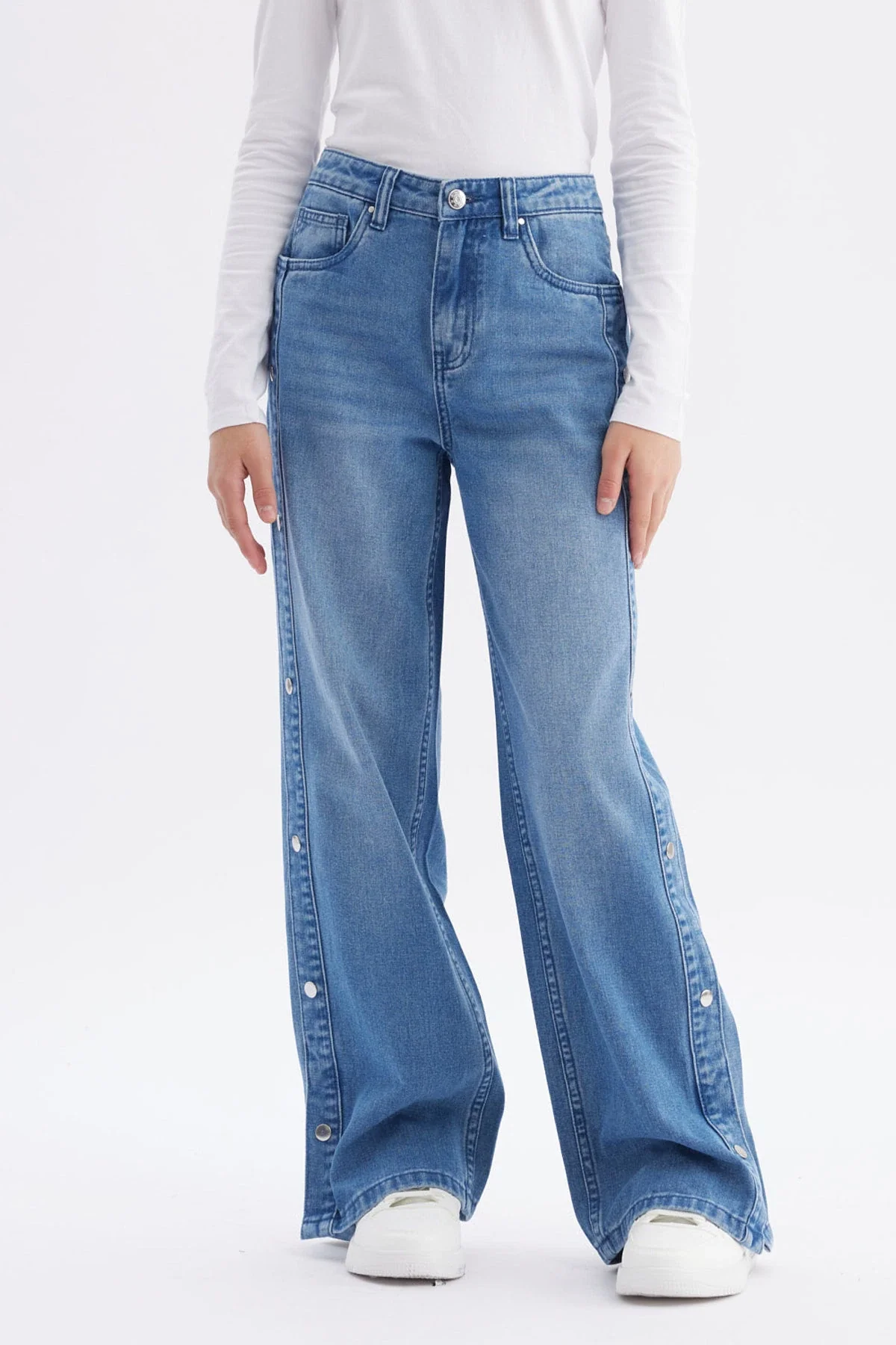 Jeans Niña Wide Leg Azul