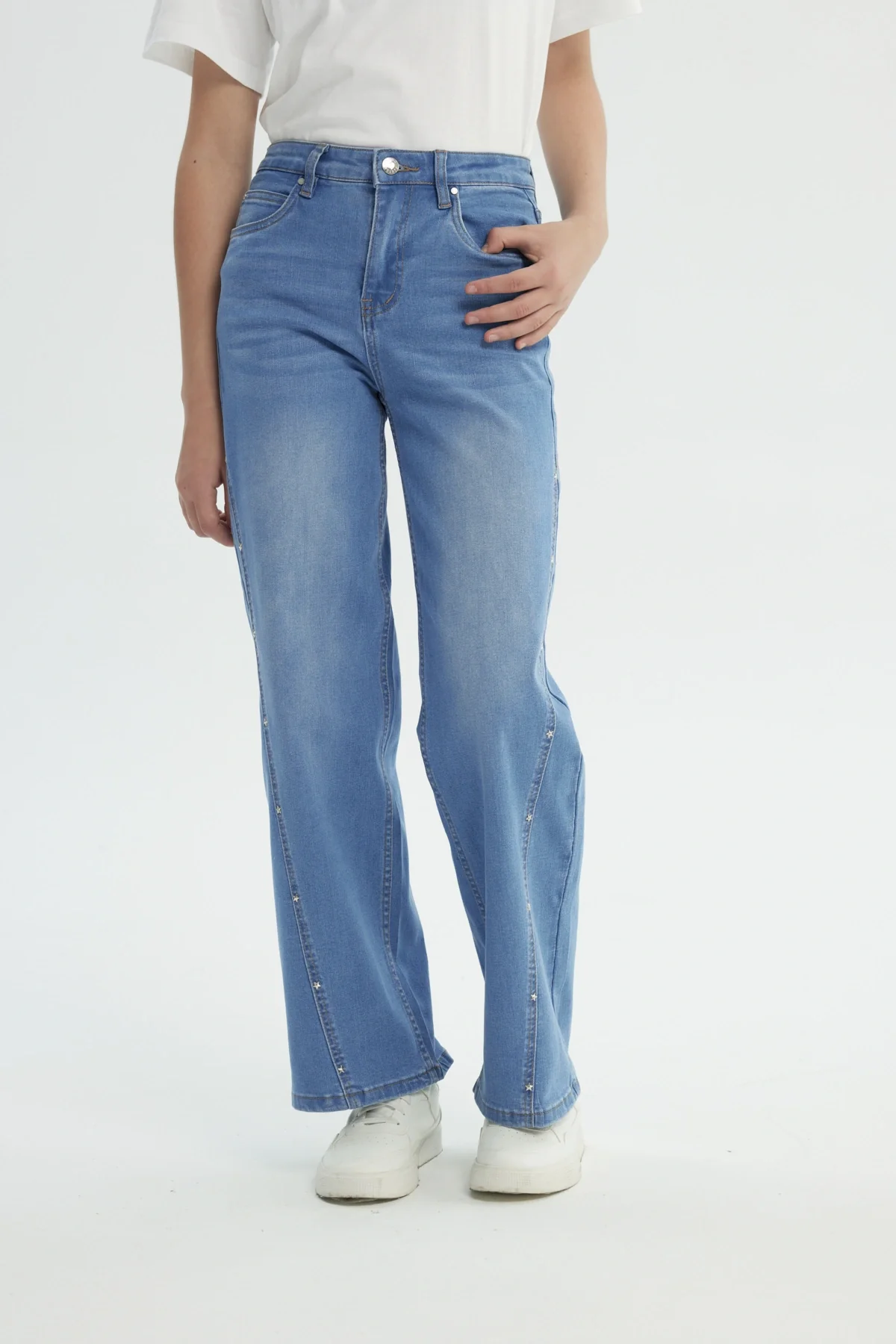 Jeans Niña Wide Leg Azul