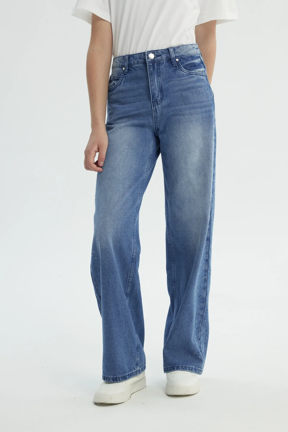 Jeans Niña Wide Leg Azul